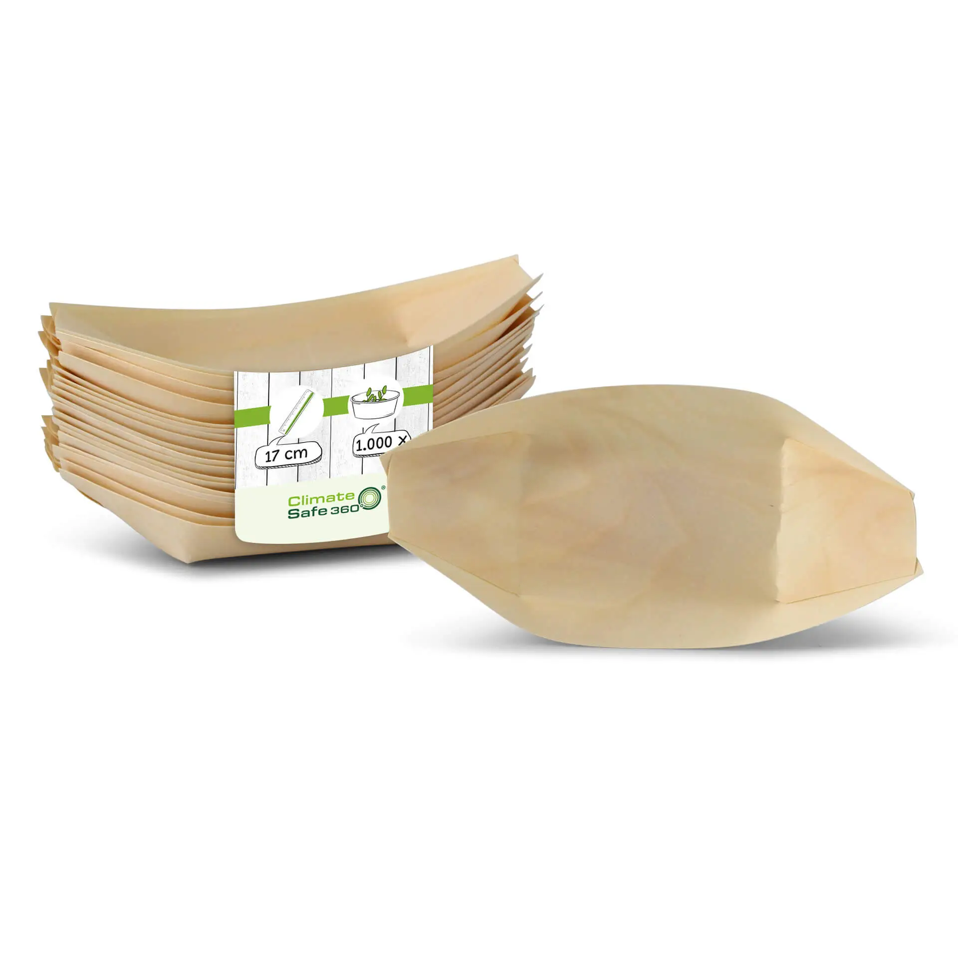 Houten scheepjes voor fingerfood, 17 cm