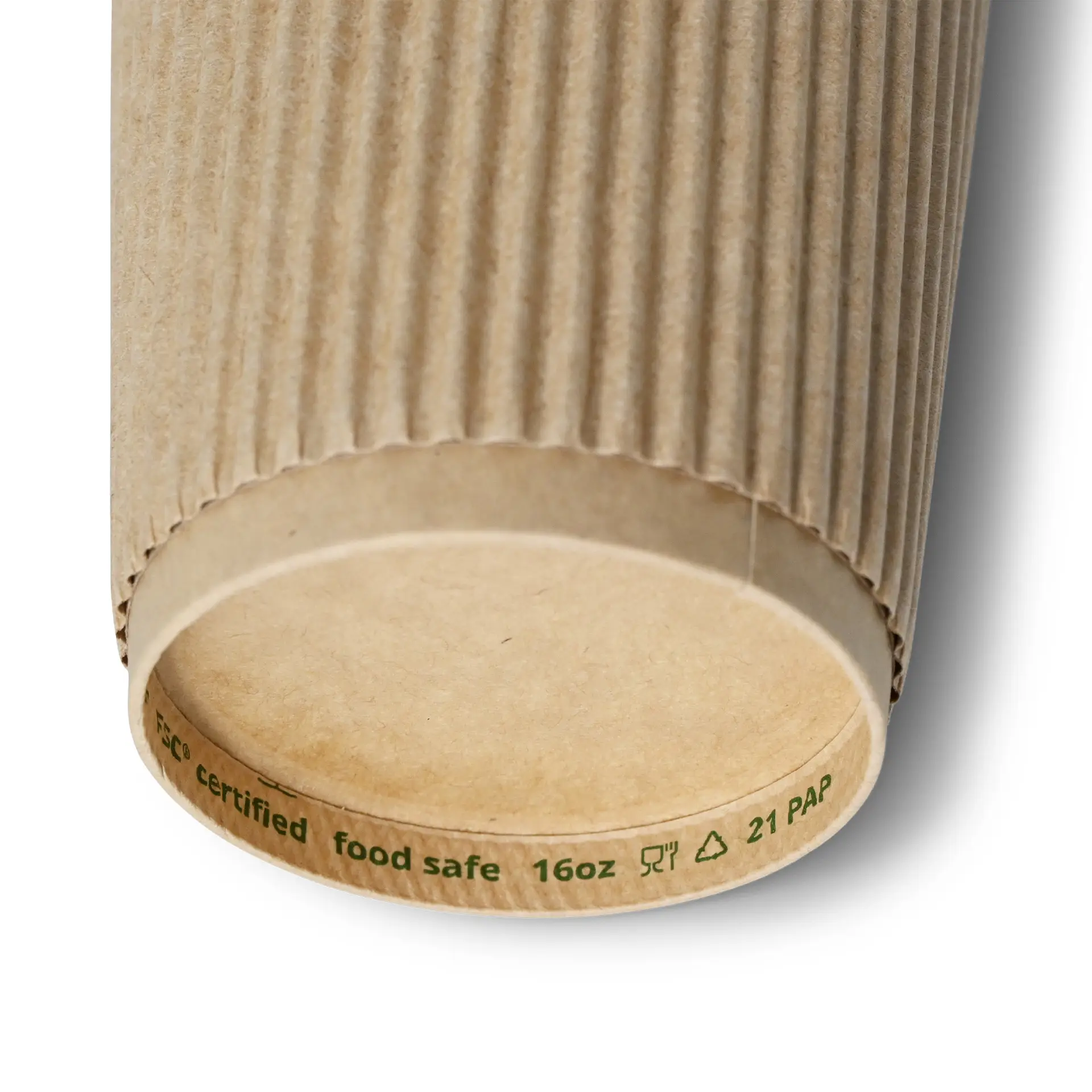 Ribbelbeker / Koffiebeker to go 400 ml / 16 oz, Ø 90 mm, kraft