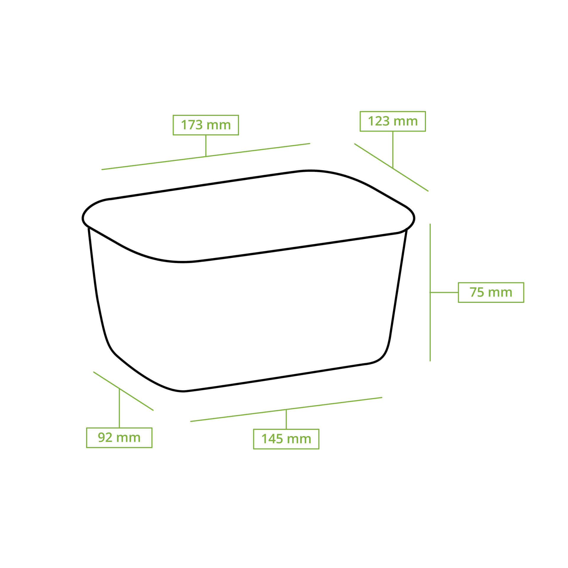 Kartonschale / Salatschale 1000 ml, 17,5 x 12,5 x 7,5 cm, braun, rechteckig