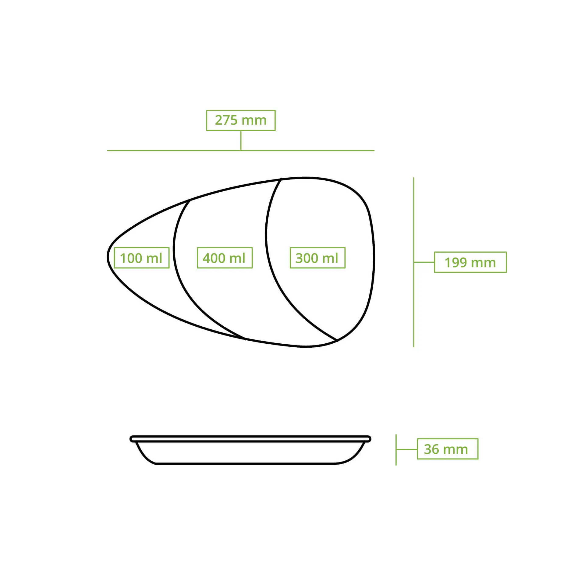 Herbruikbaar menubord merways-Plate 27,5 x 20 x 3,5 cm, 3 compartimenten, cashew / roomwit