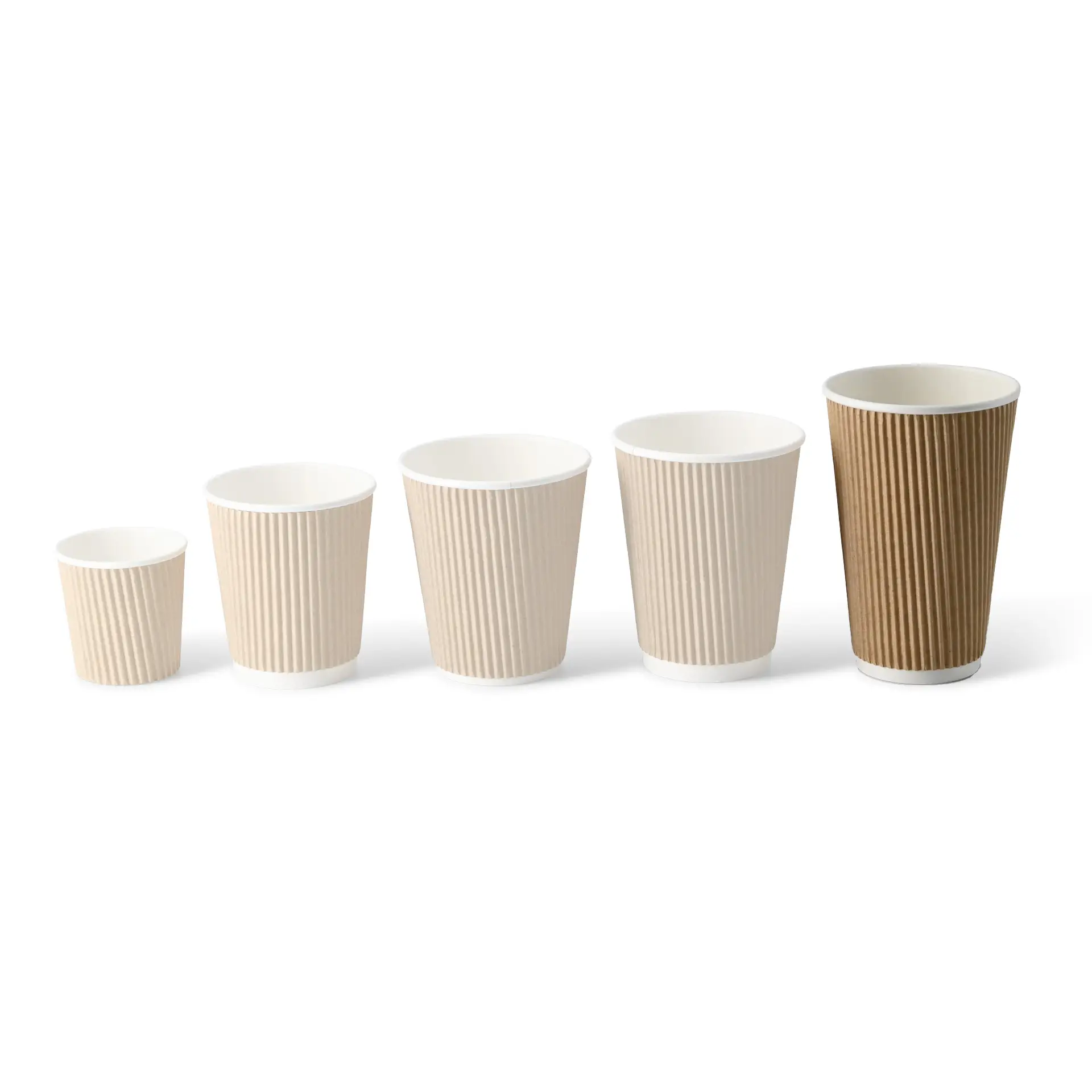 Ribbelbeker / Koffiebeker to go 400 ml/ 16 oz, Ø 90 mm, kraft