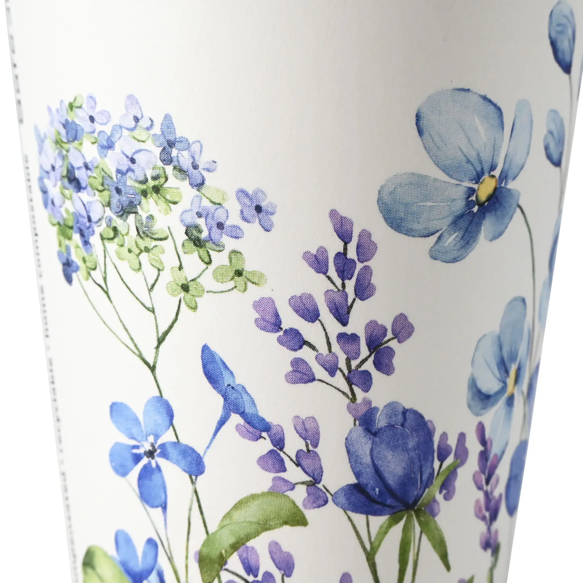 Kartonnen bekers lente "Viooltjes" 300 ml / 12 oz, Ø 90 mm, blauw