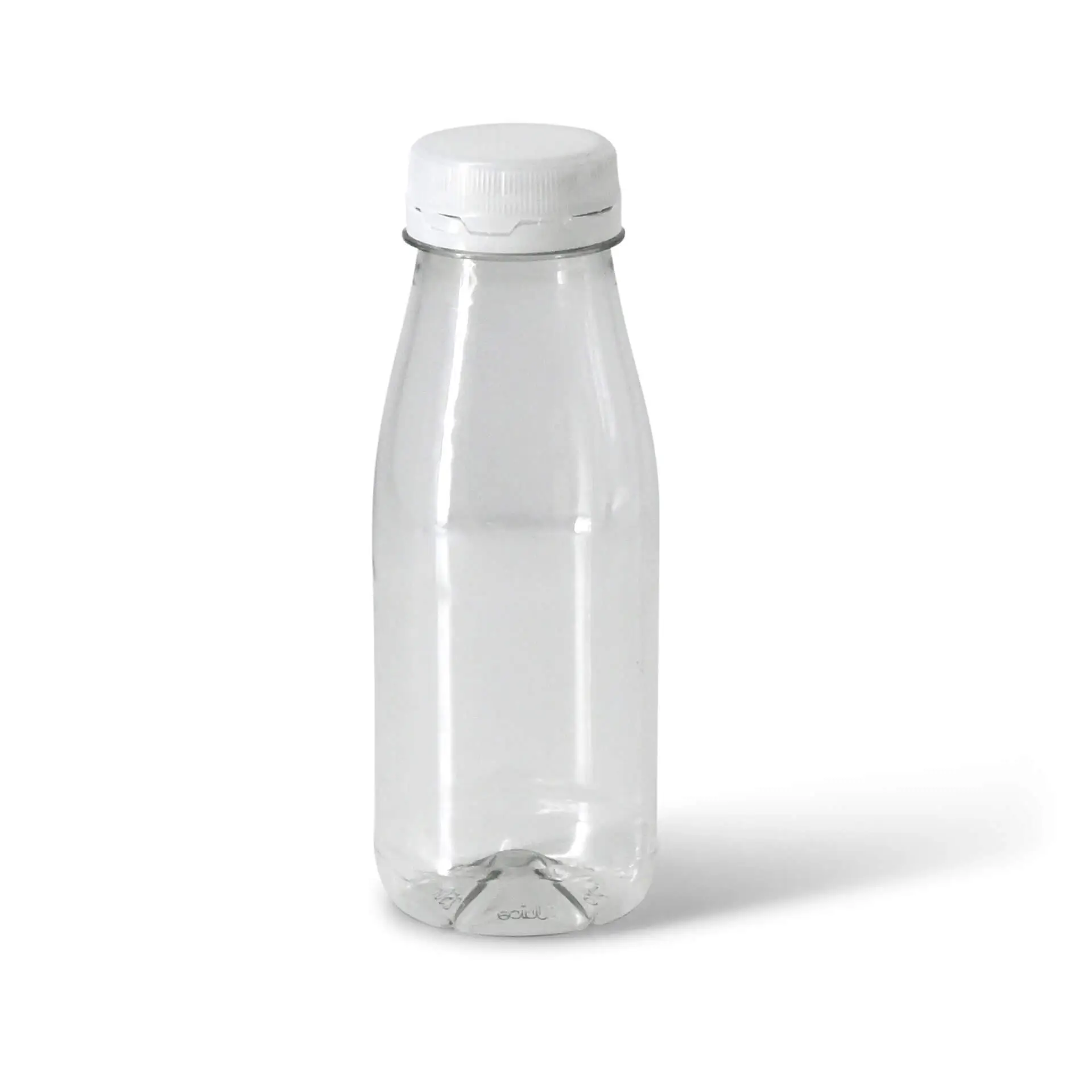 rPET flessen 250 ml / 9 oz, helder, deksel wit