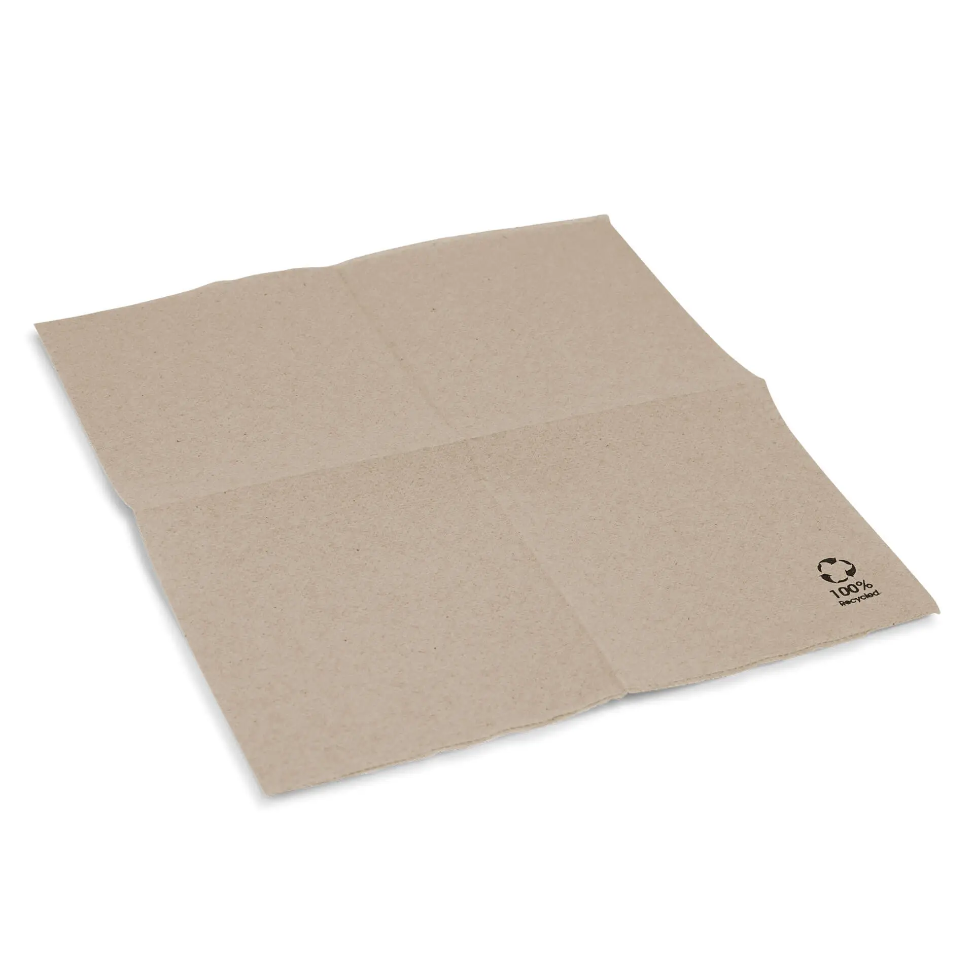 Cocktailservetten van gerecycled papier (Premium) 20 x 20 cm, 2-laags, 1/4 vouw, ongebleekt