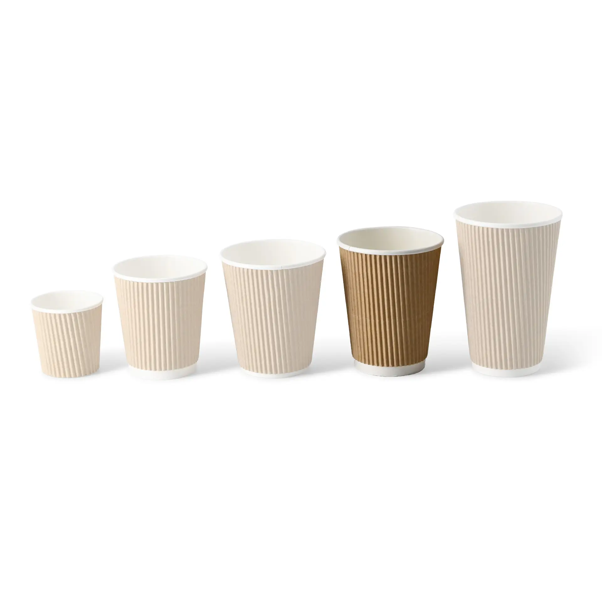 Ribbelbeker / Koffiebeker to go 300 ml / 12 oz, Ø 90 mm, kraft