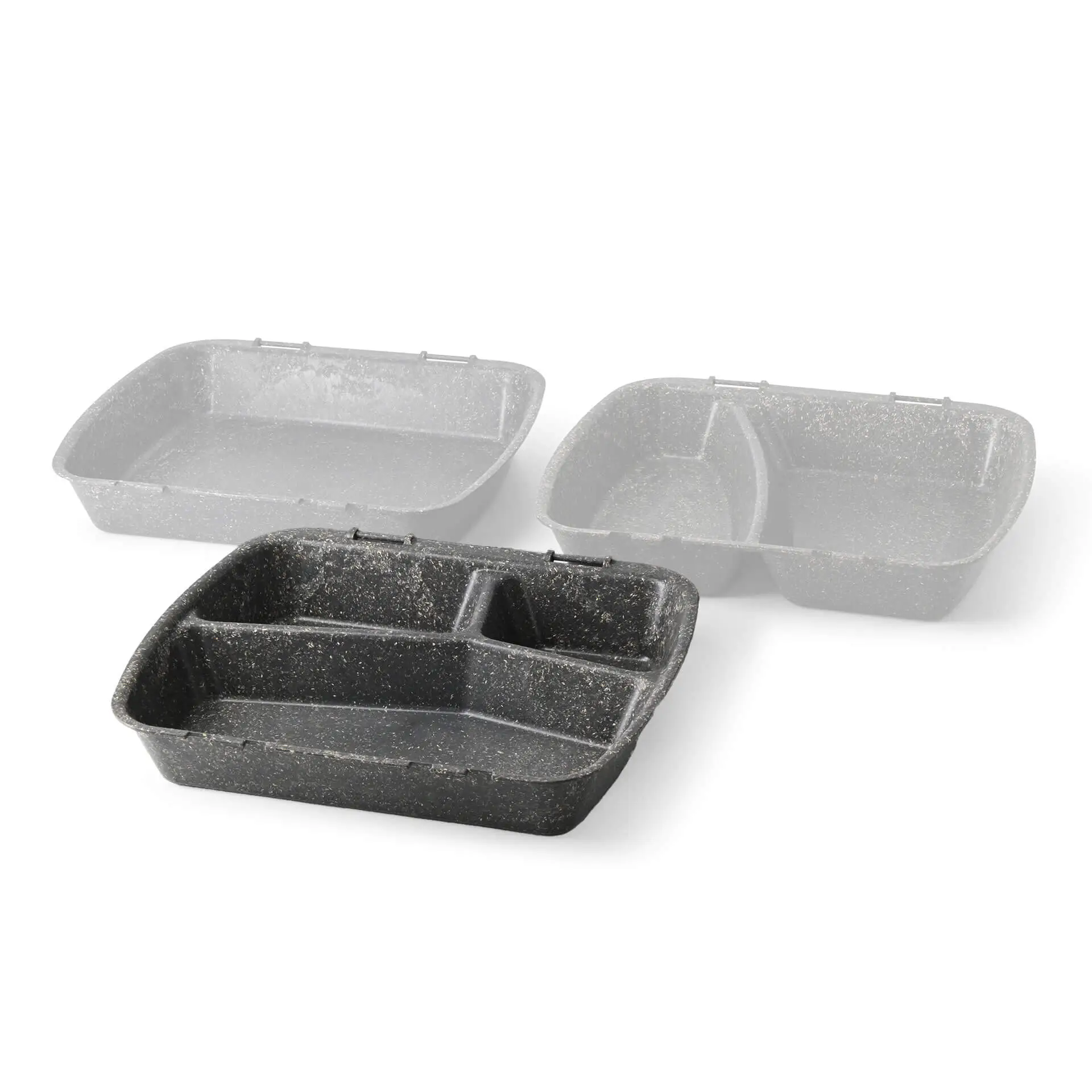 Herbruikbare menubakjes "merways Box", 24,5 x 20 x 4,5 cm, 3 vakken, HP4/3, peper/grijs