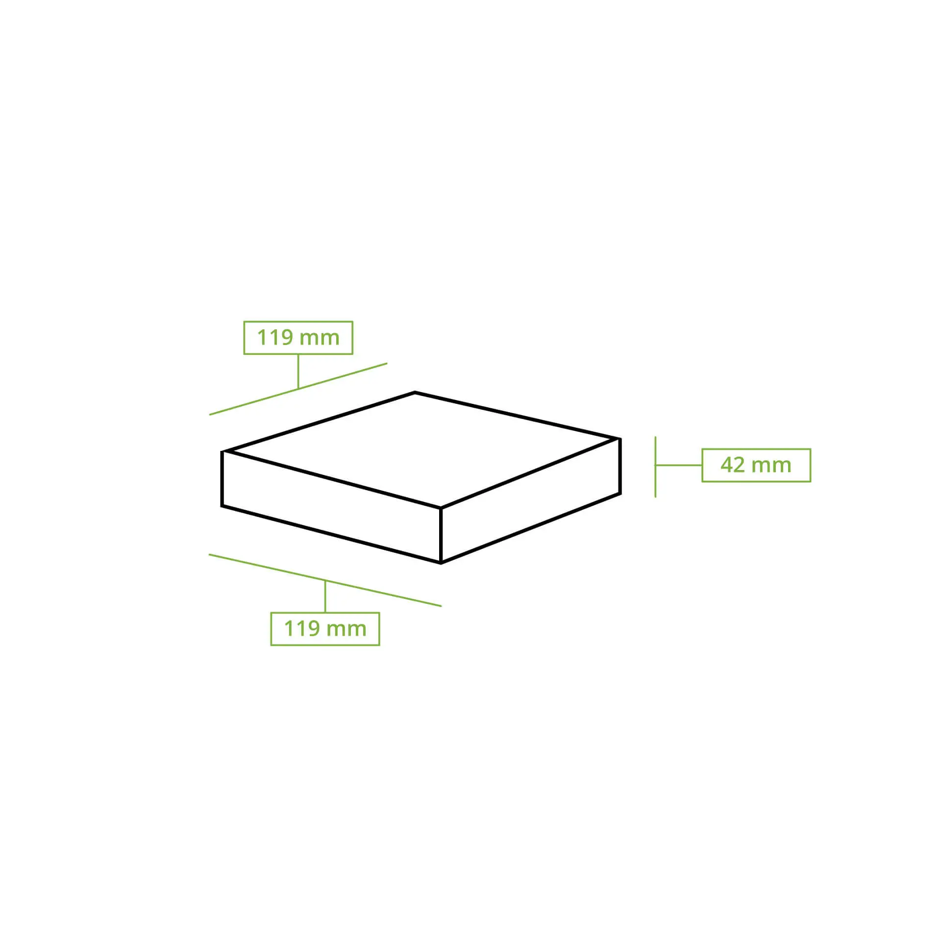 Kartonnen vensterdozen 12 x 12 x 4 cm, 600 ml, cellulose-venster, buiten kraft, binnen wit, opvouwbaar