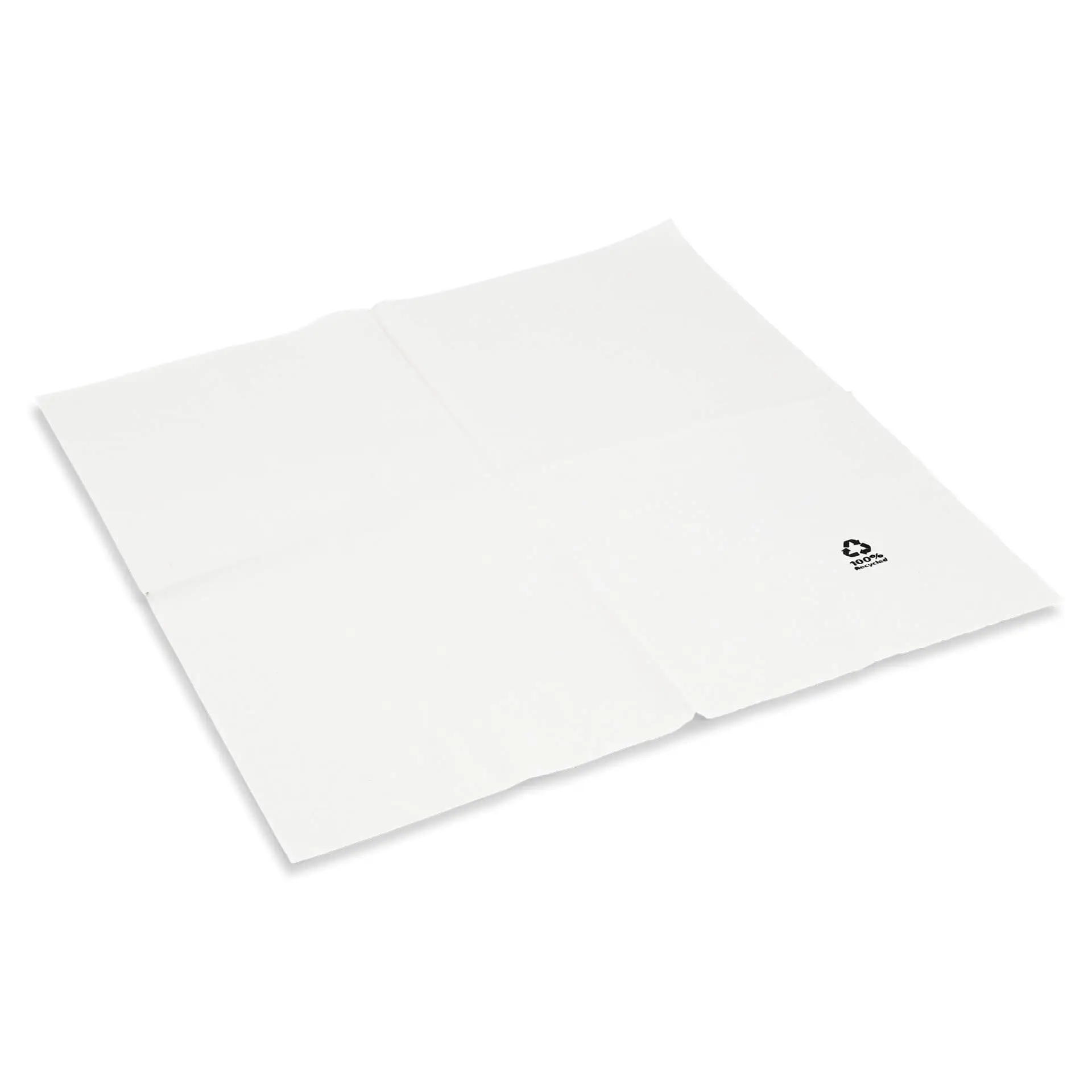 Servetten van gerecycled papier 33 x 33 cm, 2-laags, 1/4 vouw, wit