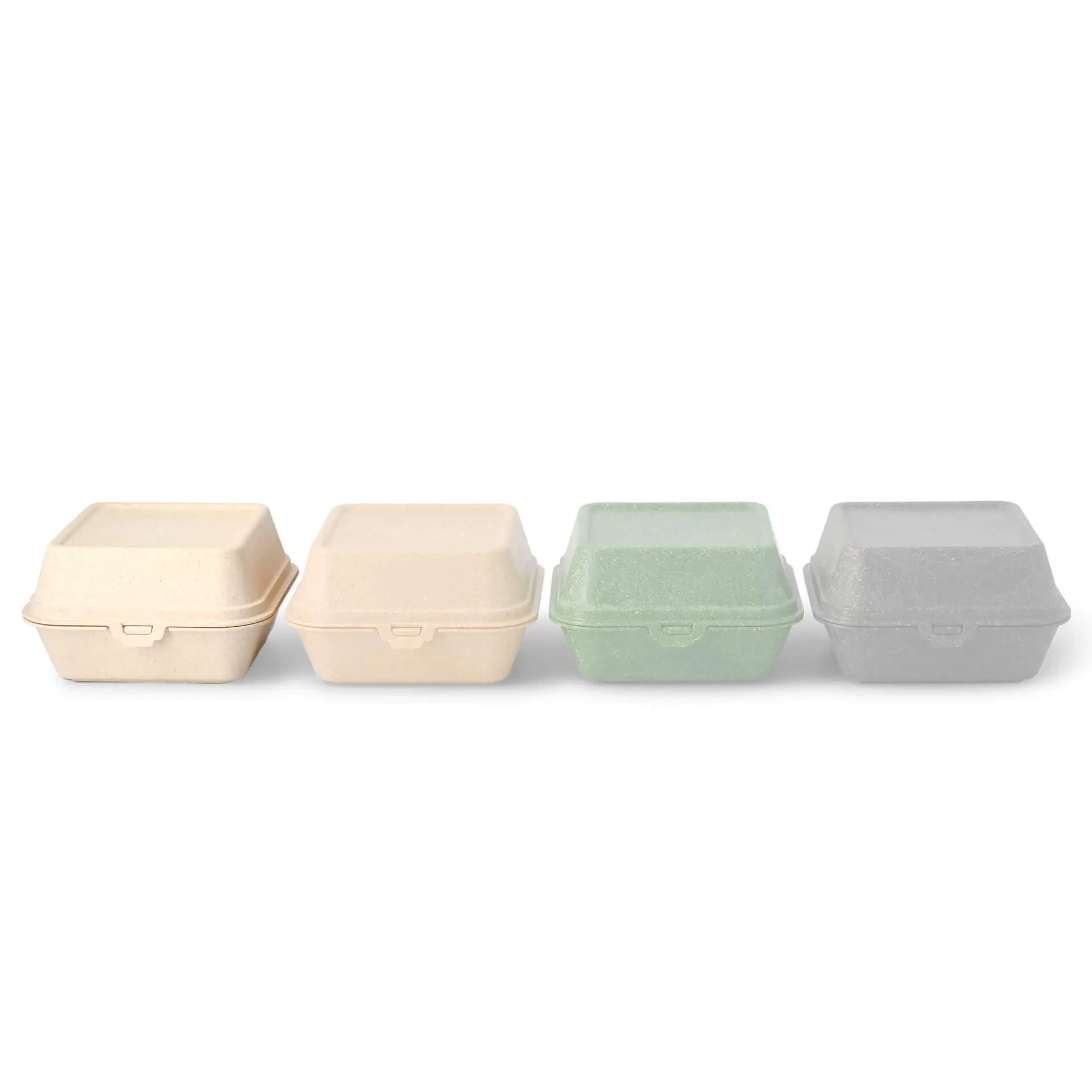 Herbruikbare burger-boxen "merways Box" 16 x 15 x 8,5 cm, cashew / crème-wit