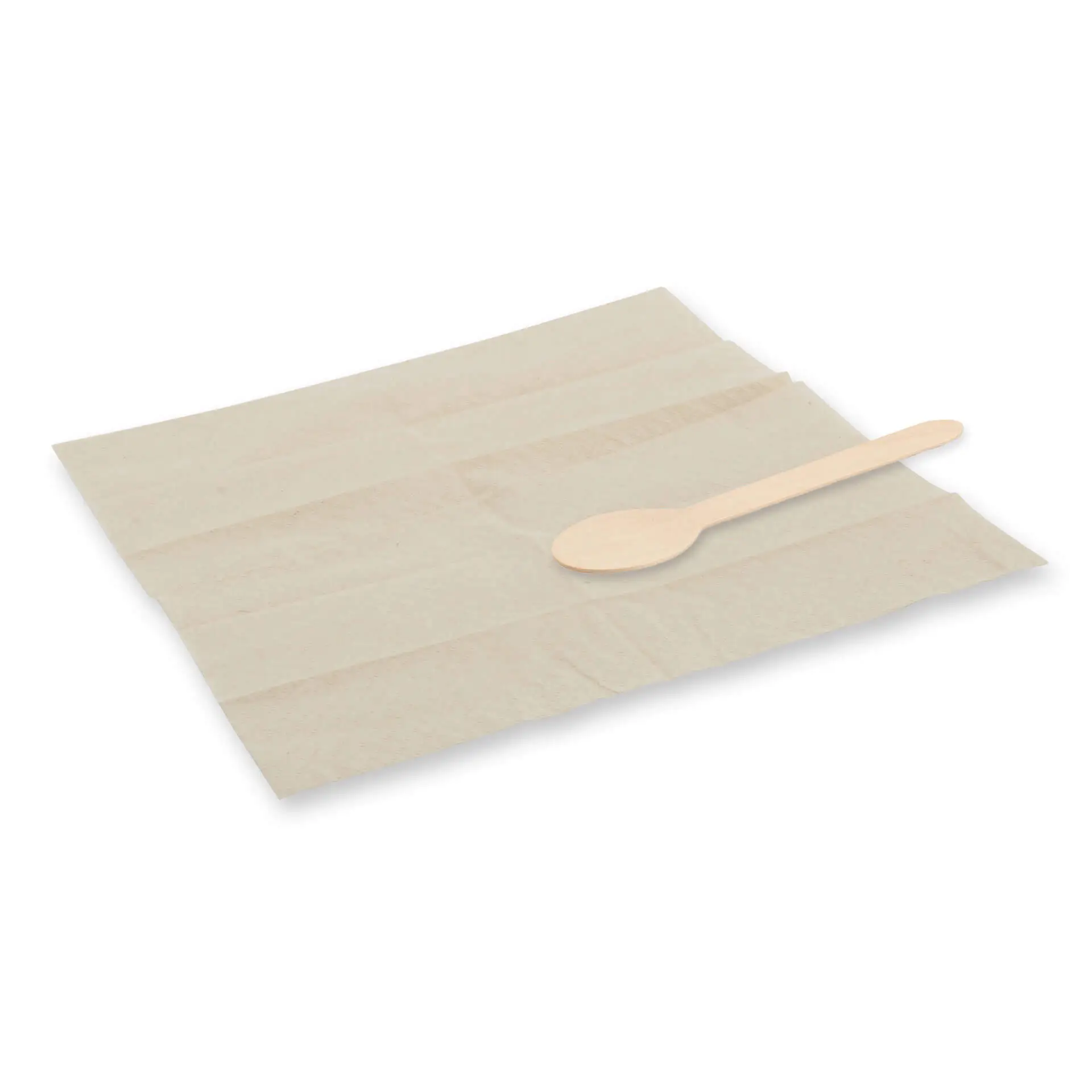 Houten besteksets lepel en servet, 16 cm, met bio-coating