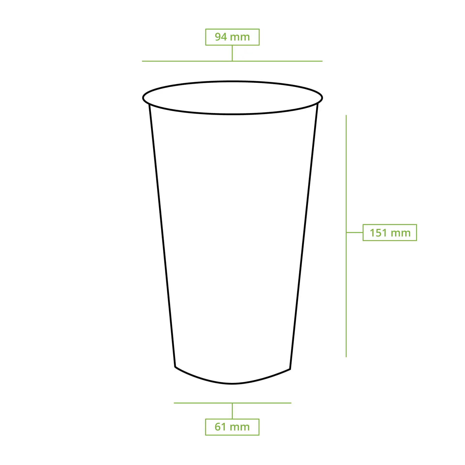 rPET transparante beker 500 ml / 20 oz, Ø 95 mm