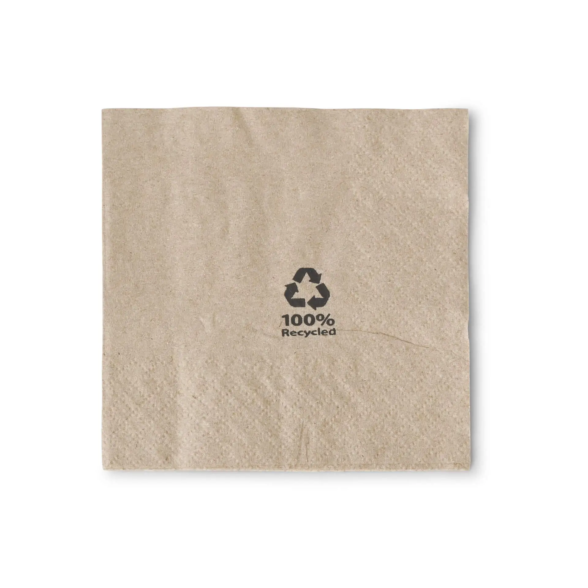 Cocktailservetten van gerecycled papier 20 x 20 cm, 2-laags, 1/4 vouw, ongebleekt