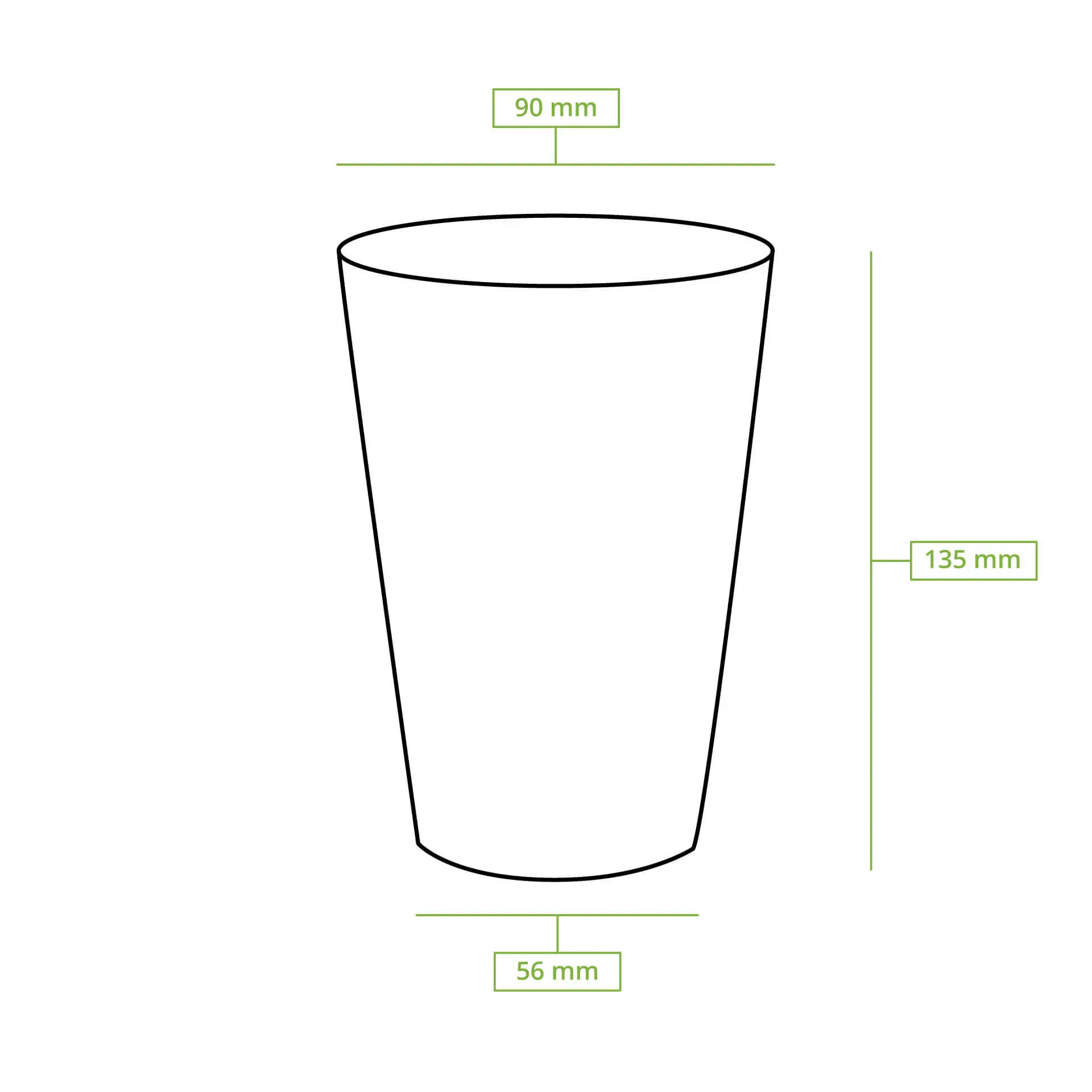 Kartonnen bekers (gecoat) 400 ml / 16 oz, Ø 90 mm, bruin