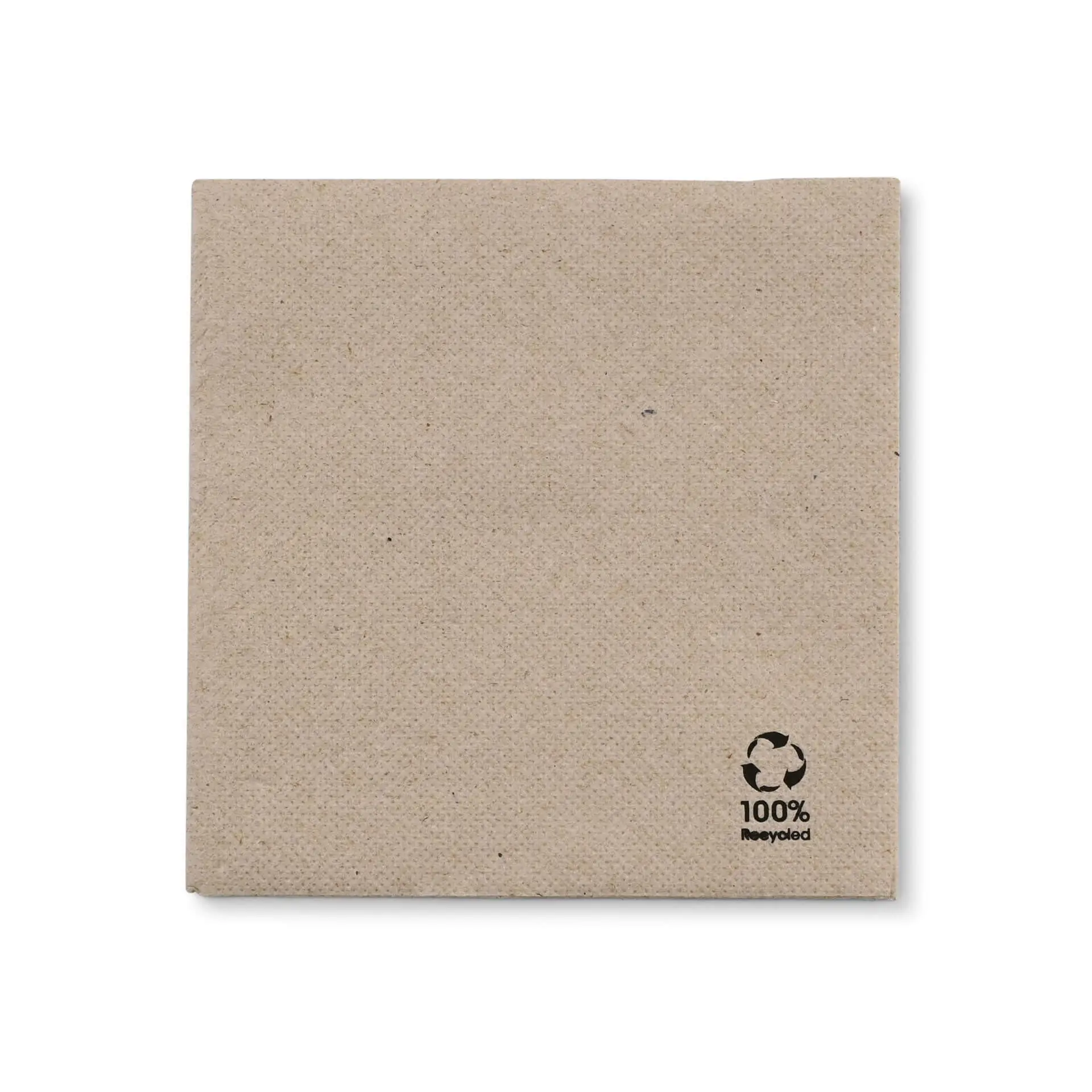 Servetten van gerecycled papier (Premium) 25 x 25 cm, 2-laags, 1/4 vouw, ongebleekt