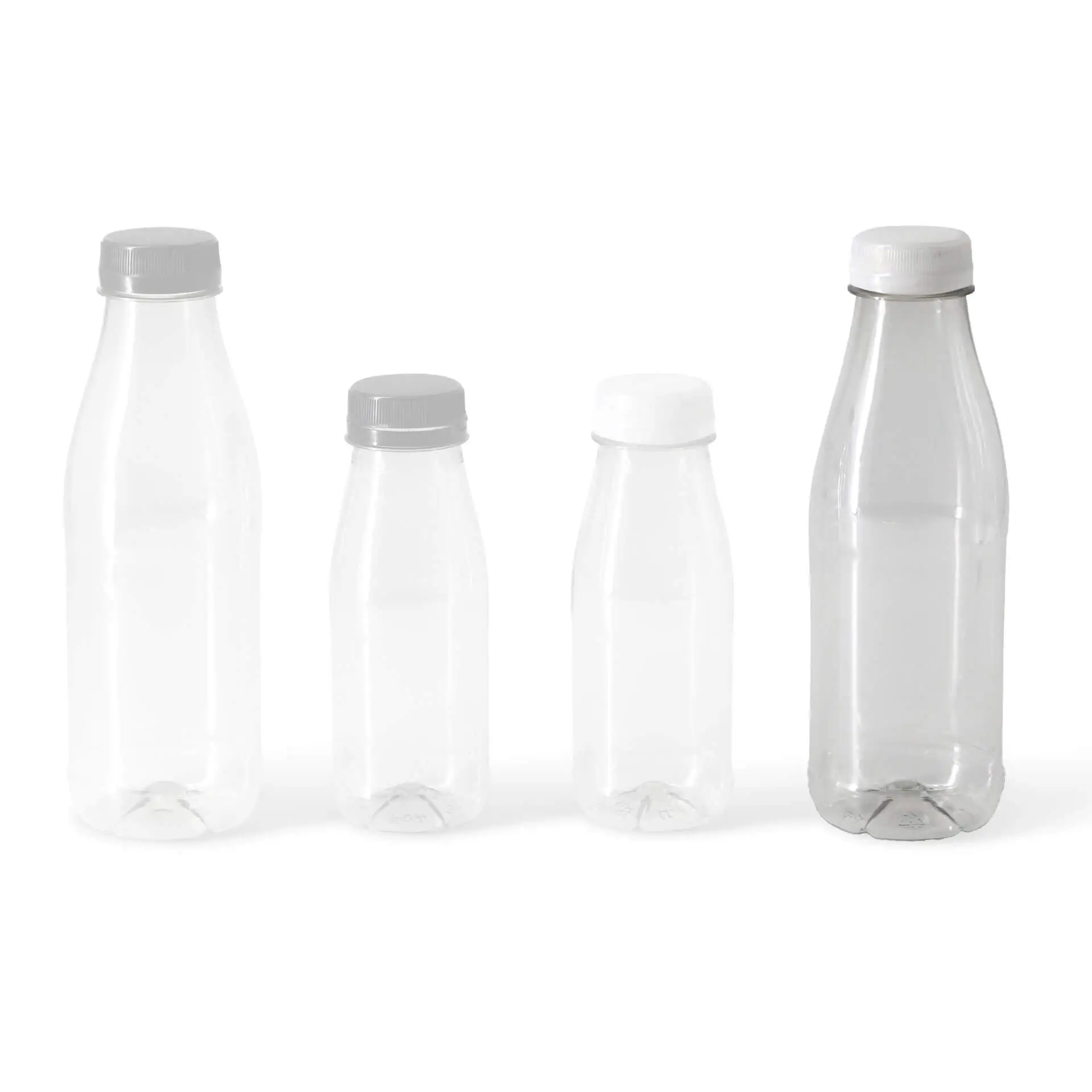 rPET flessen 500 ml / 17,5 oz, helder, deksel wit