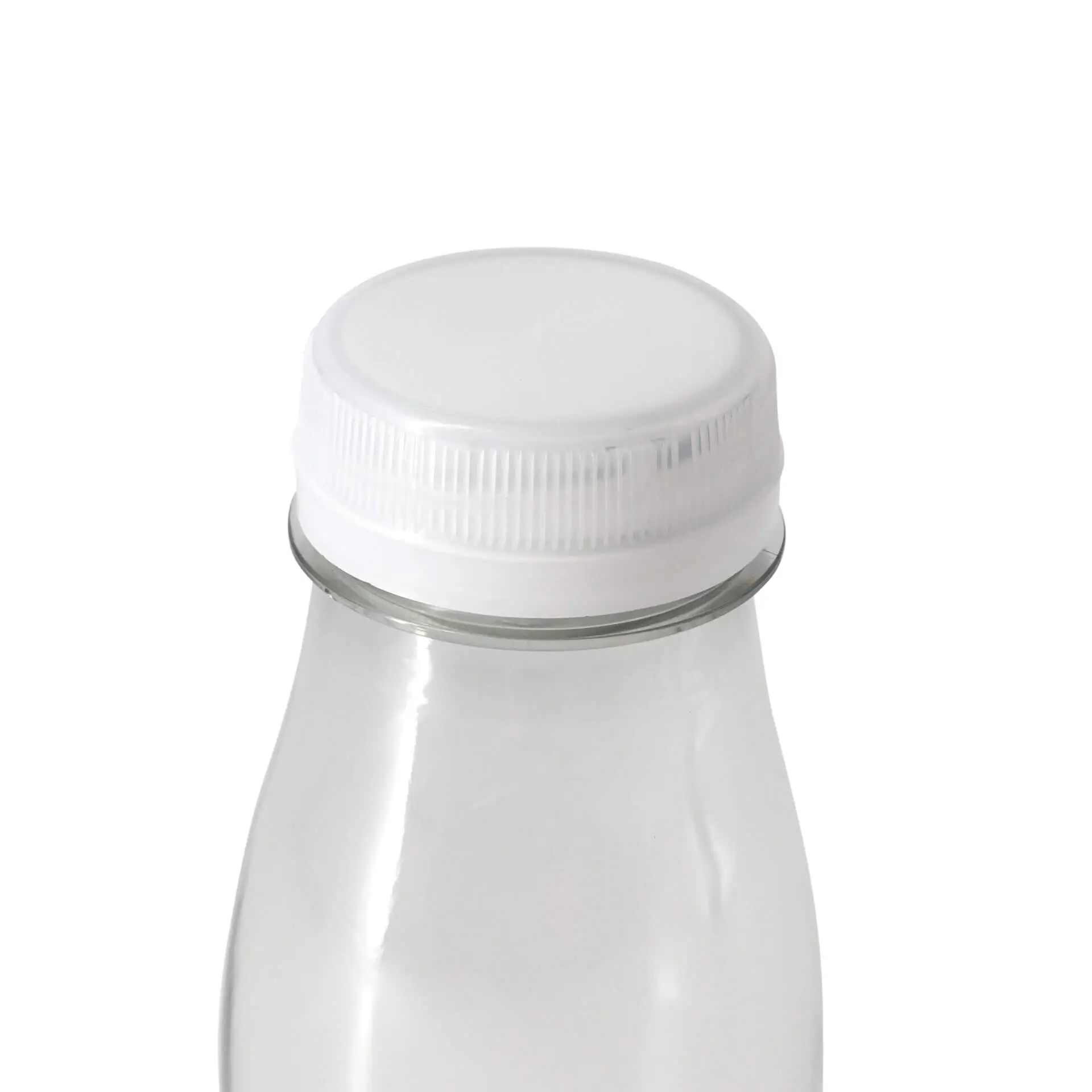 rPET flessen 250 ml / 9 oz, helder, deksel wit