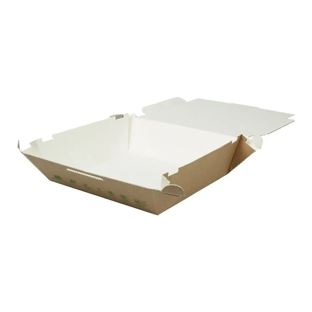 Takeaway kartonnen boxen, 1700 ml, hittebestendig, kraft, bio-gecoat