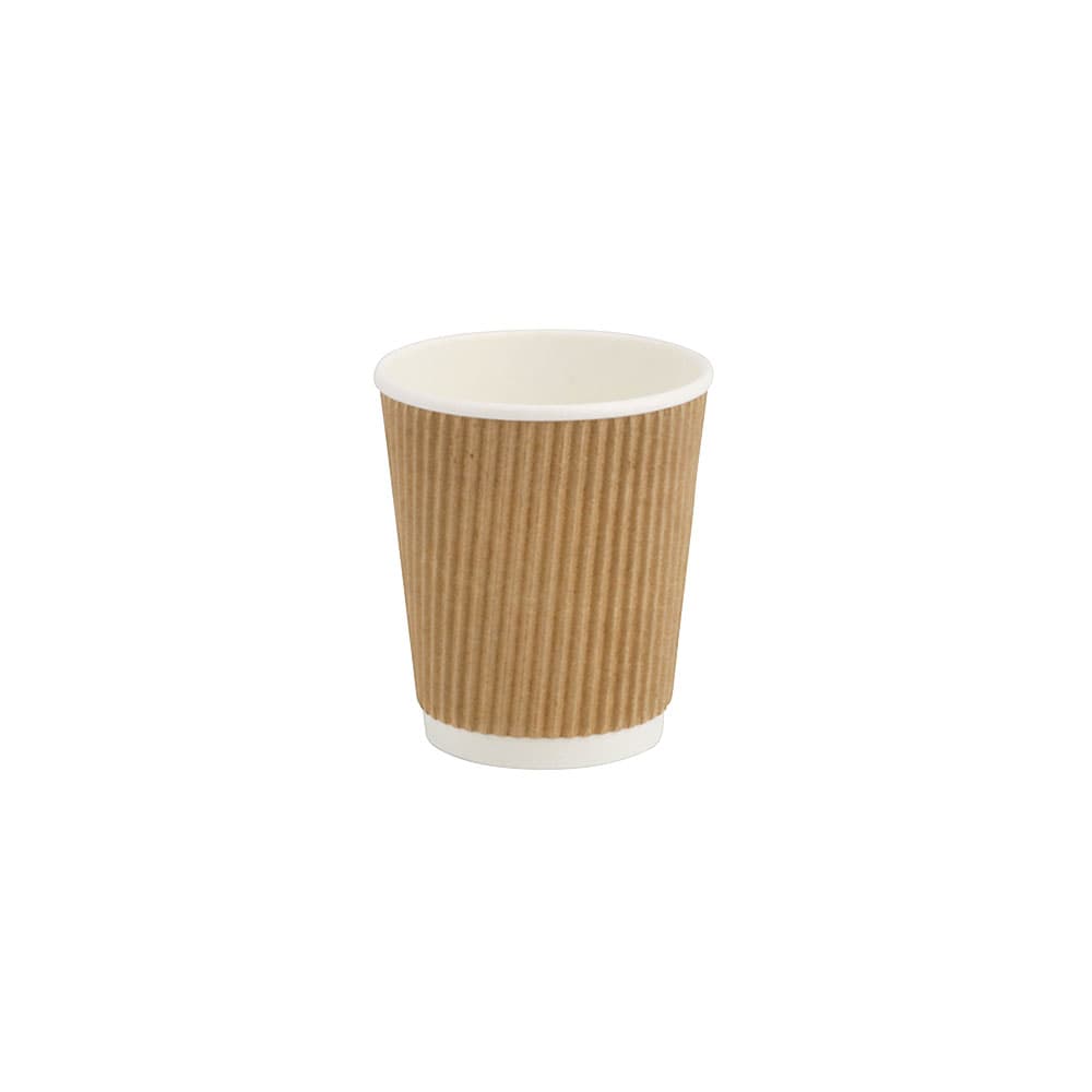 Riffelbecher / Coffee to go Becher 200 ml / 8 oz, Ø 80 mm, braun, innen weiß