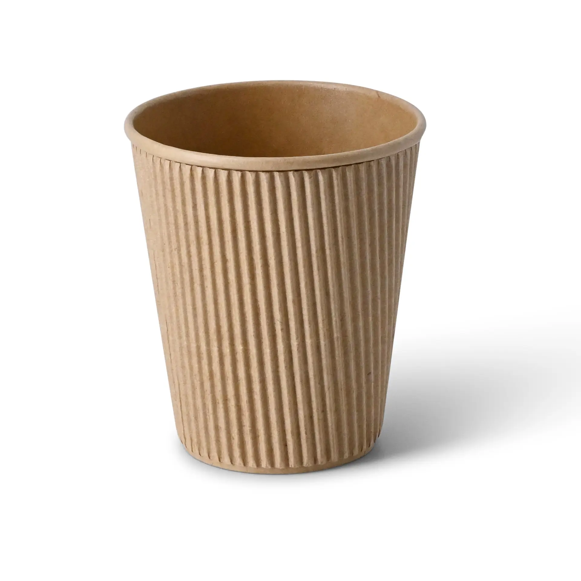 Ribbelbeker / Koffiebeker to go 250 ml / 10 oz, Ø 90 mm, kraft