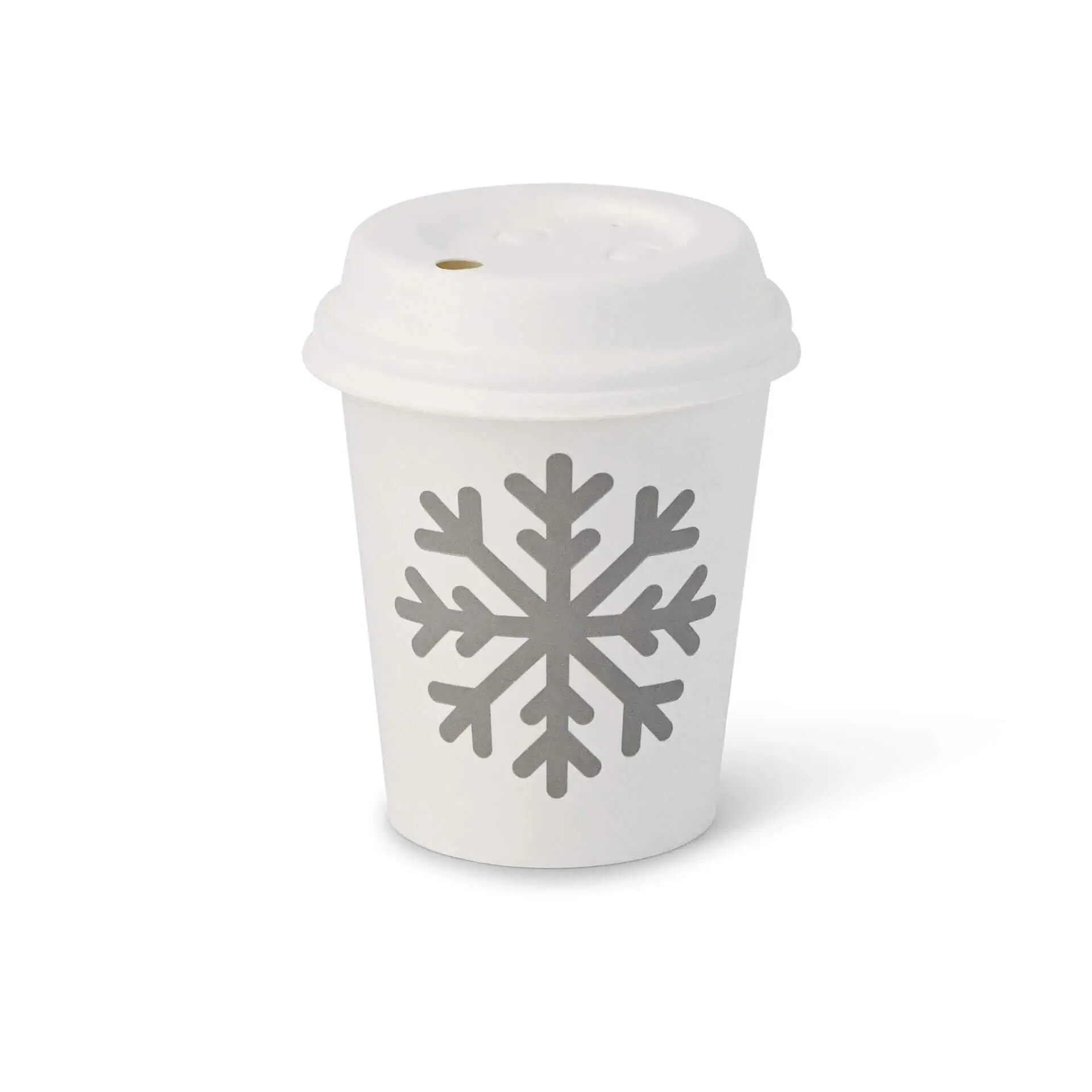 Kartonnen bekers winter "Sneeuwvlok" 200 ml / 8 oz, Ø 80 mm, wit