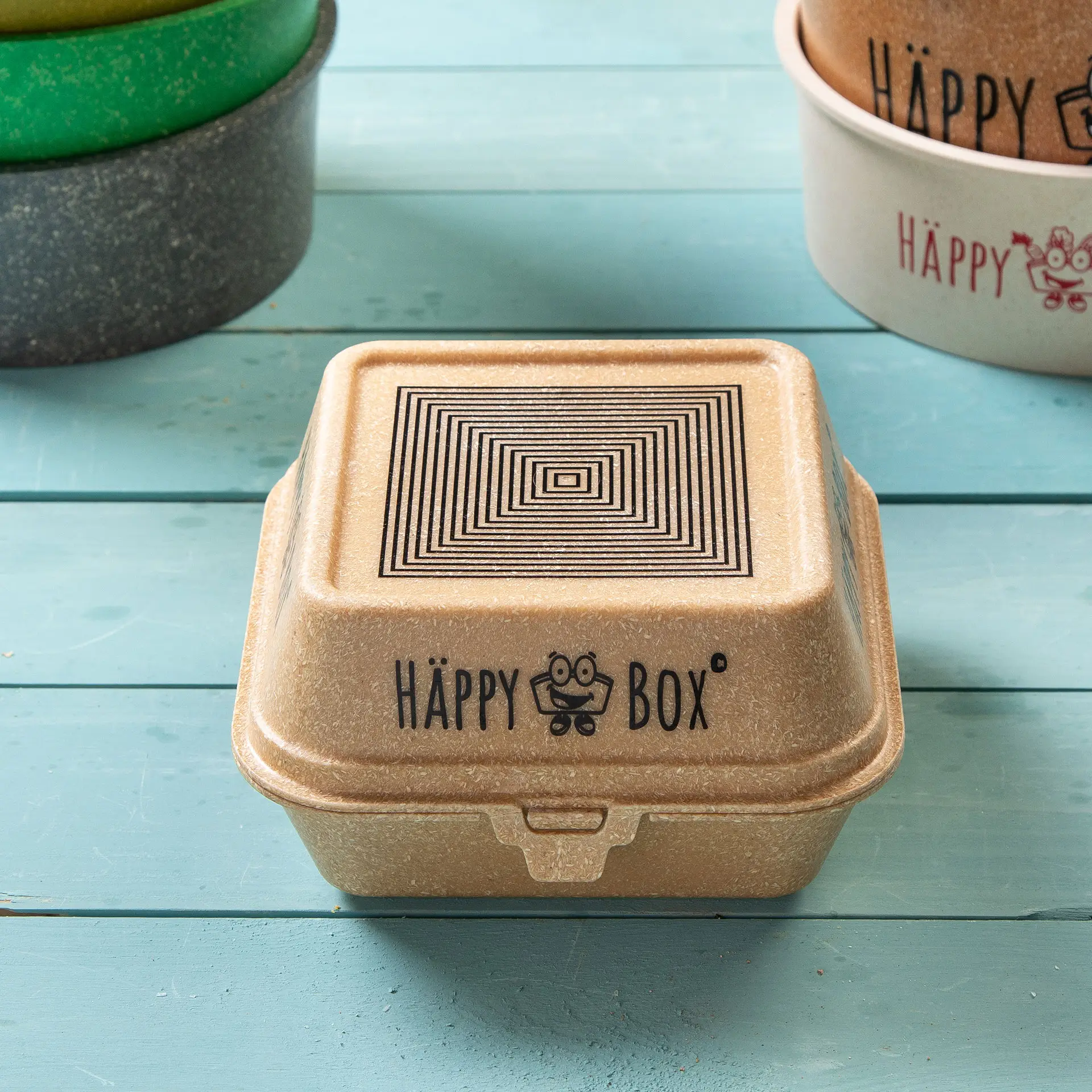 Reusable hamburgerdoosjes bedrukken "merways Box" (4 vlakken) 16 x 15 x 8,5 cm, karamel / bruin