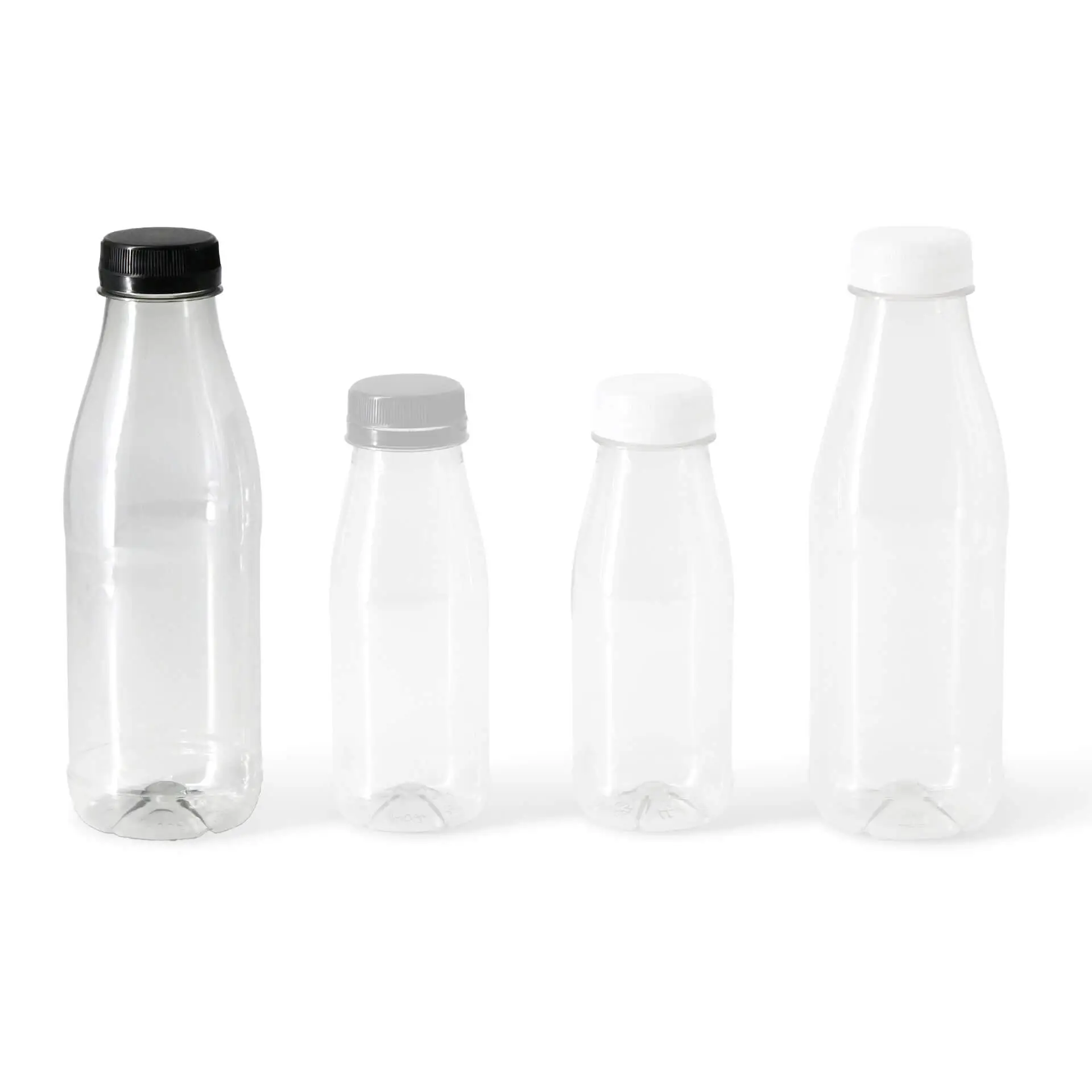 rPET flessen 500 ml / 17,5 oz, helder, deksel zwart