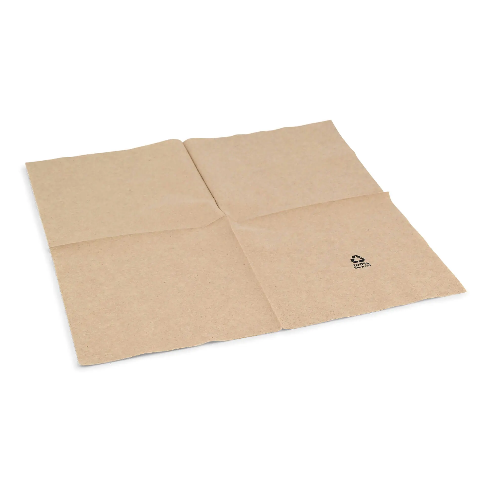 Servetten van gerecycled papier, 33 x 33 cm, 2-laags, 1/4 vouw, bruin