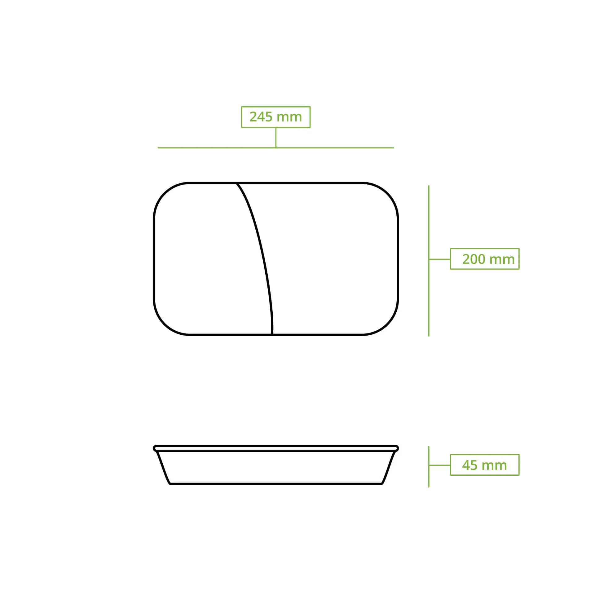 Herbruikbare menu-container "merways Box" 24,5 x 20 x 4,5 cm, 2 kamers, HP4/2, spinazie / donkergroen