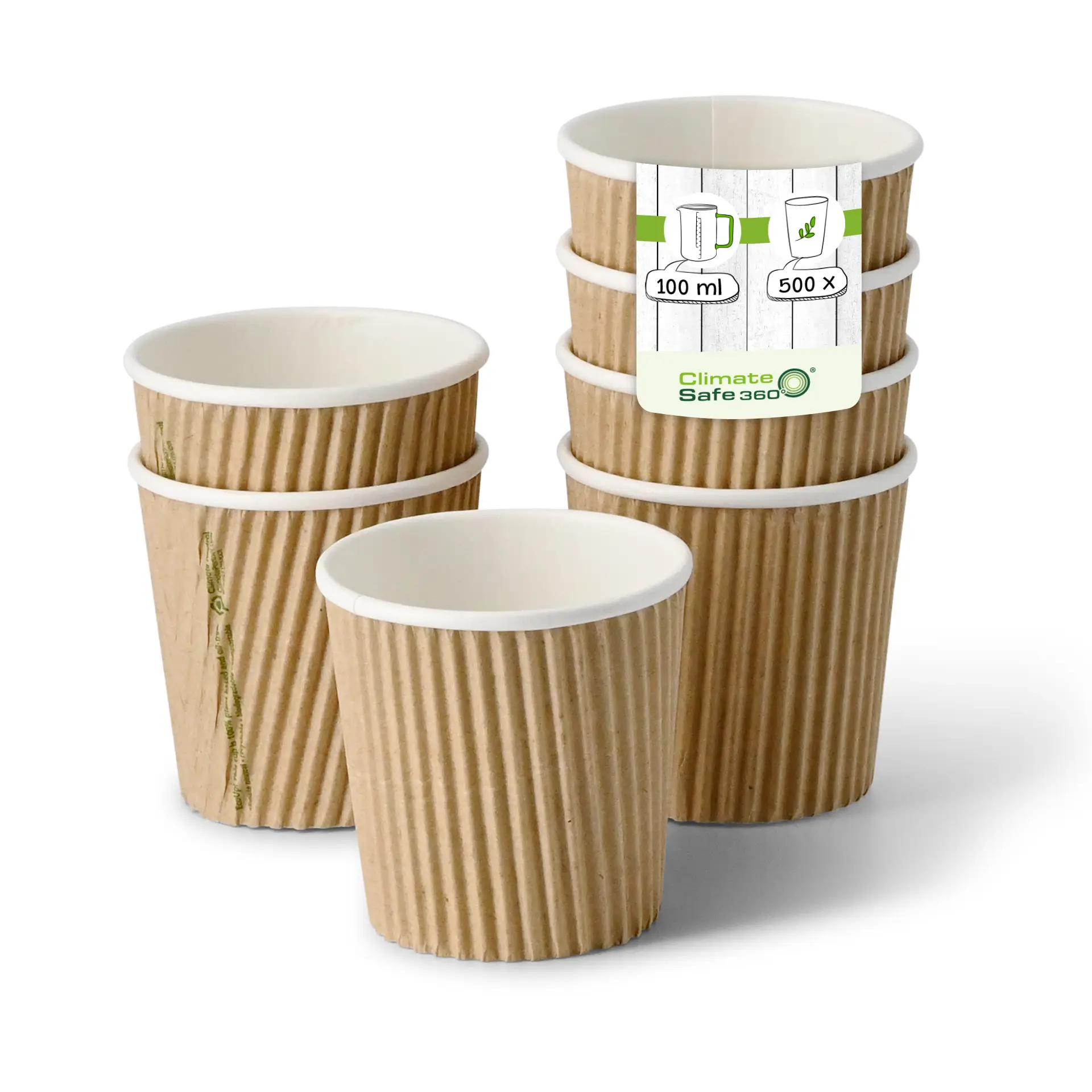 Ribbelbeker / Koffiebeker to go 100 ml / 4 oz, Ø 62 mm, kraft