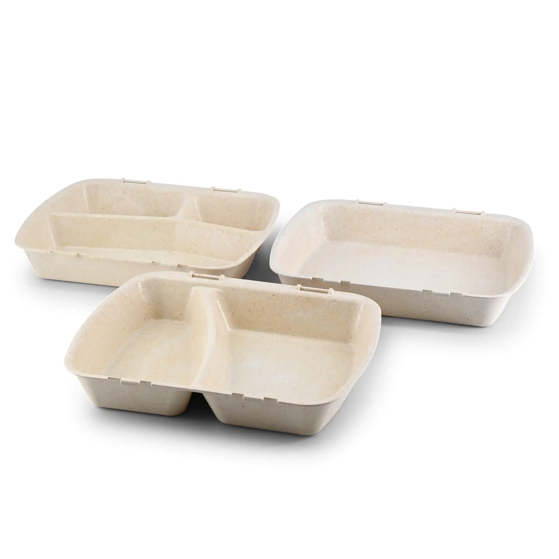 Herbruikbare menu-container "merways Box" 24,5 x 20 x 4,5 cm, 2 kamers, HP4/2, cashew / crème-wit