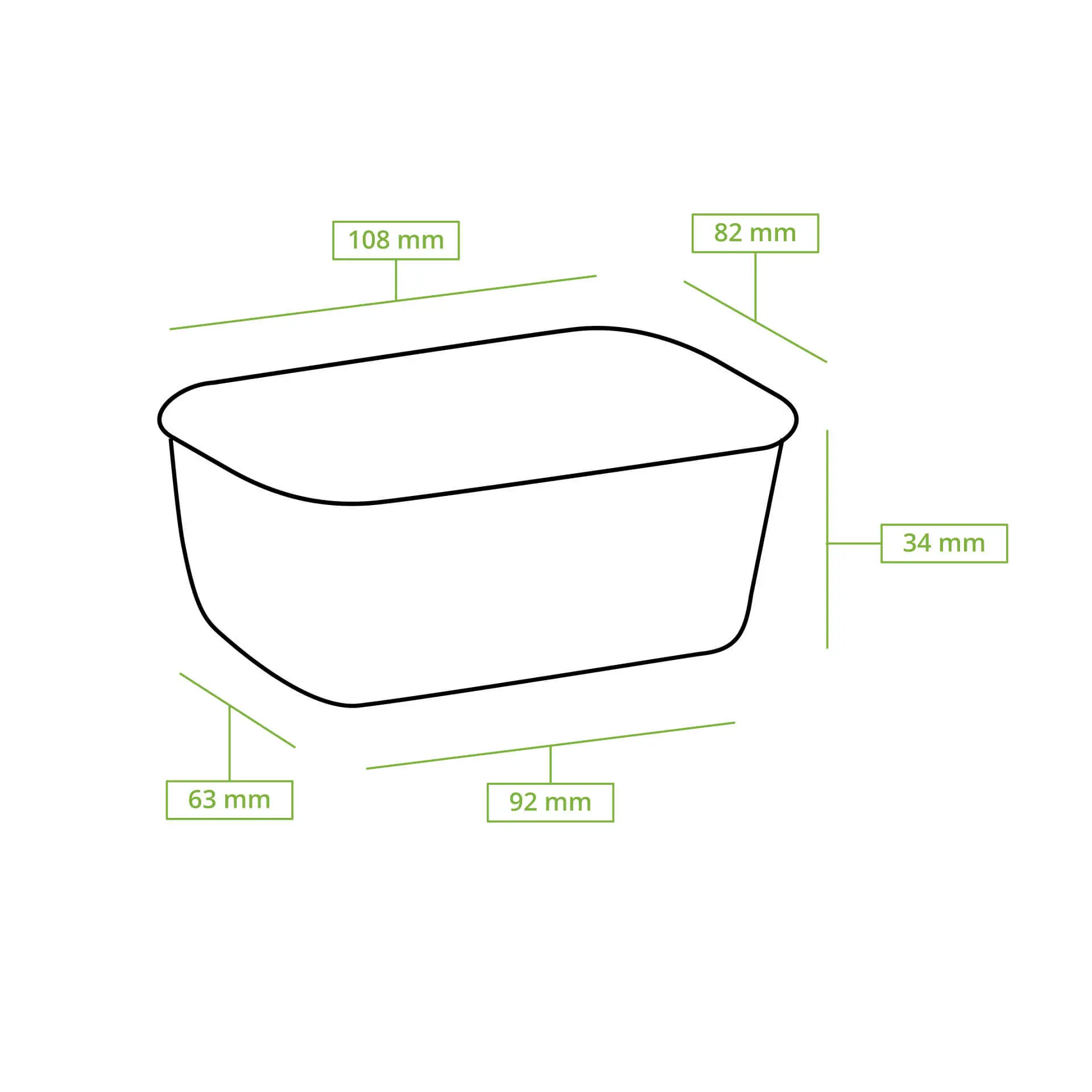 Verpakkingsbeker 150 ml, 11 x 8 x 3,5 cm, bruin, rechthoekig