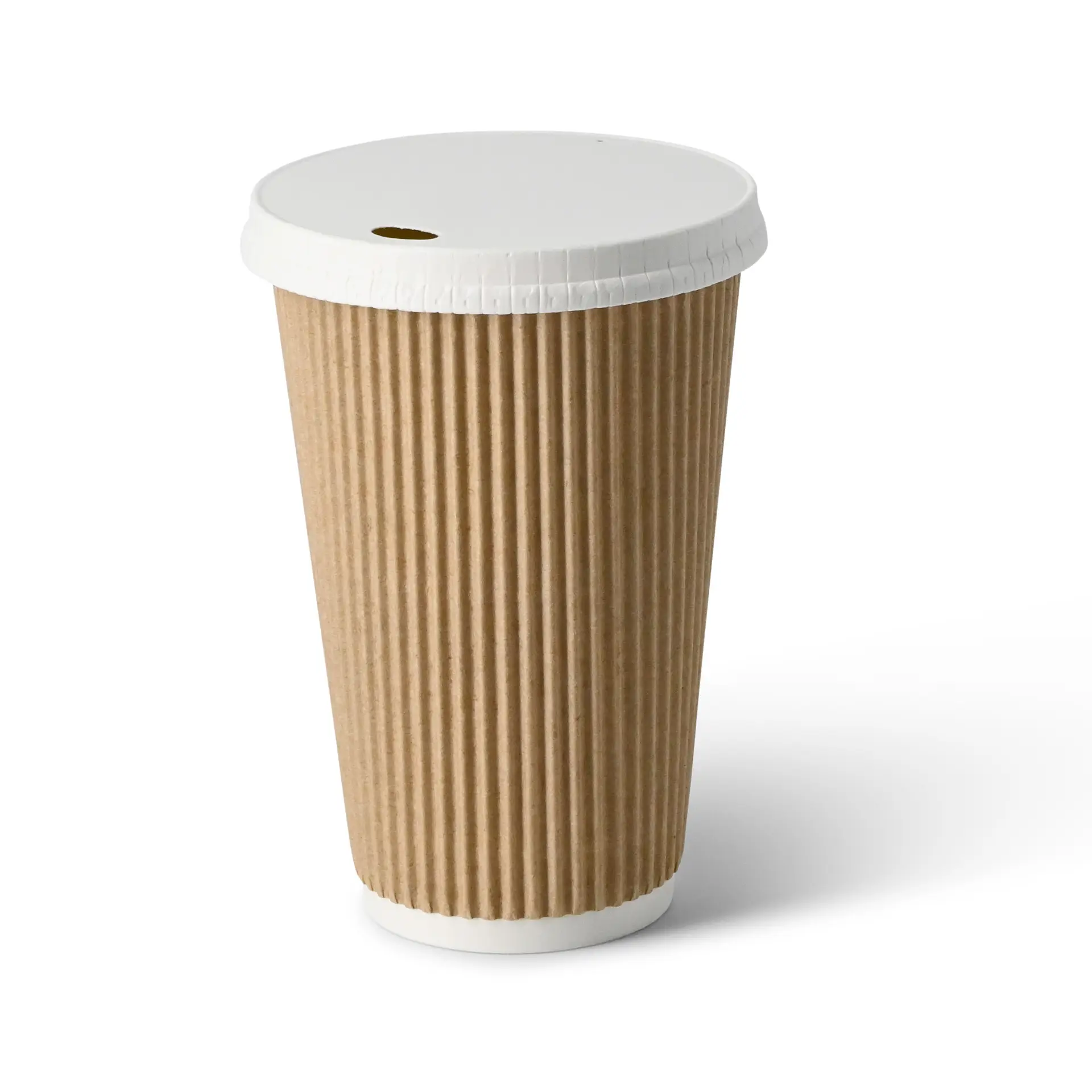 Ribbelbeker / Koffiebeker to go 400 ml/ 16 oz, Ø 90 mm, kraft