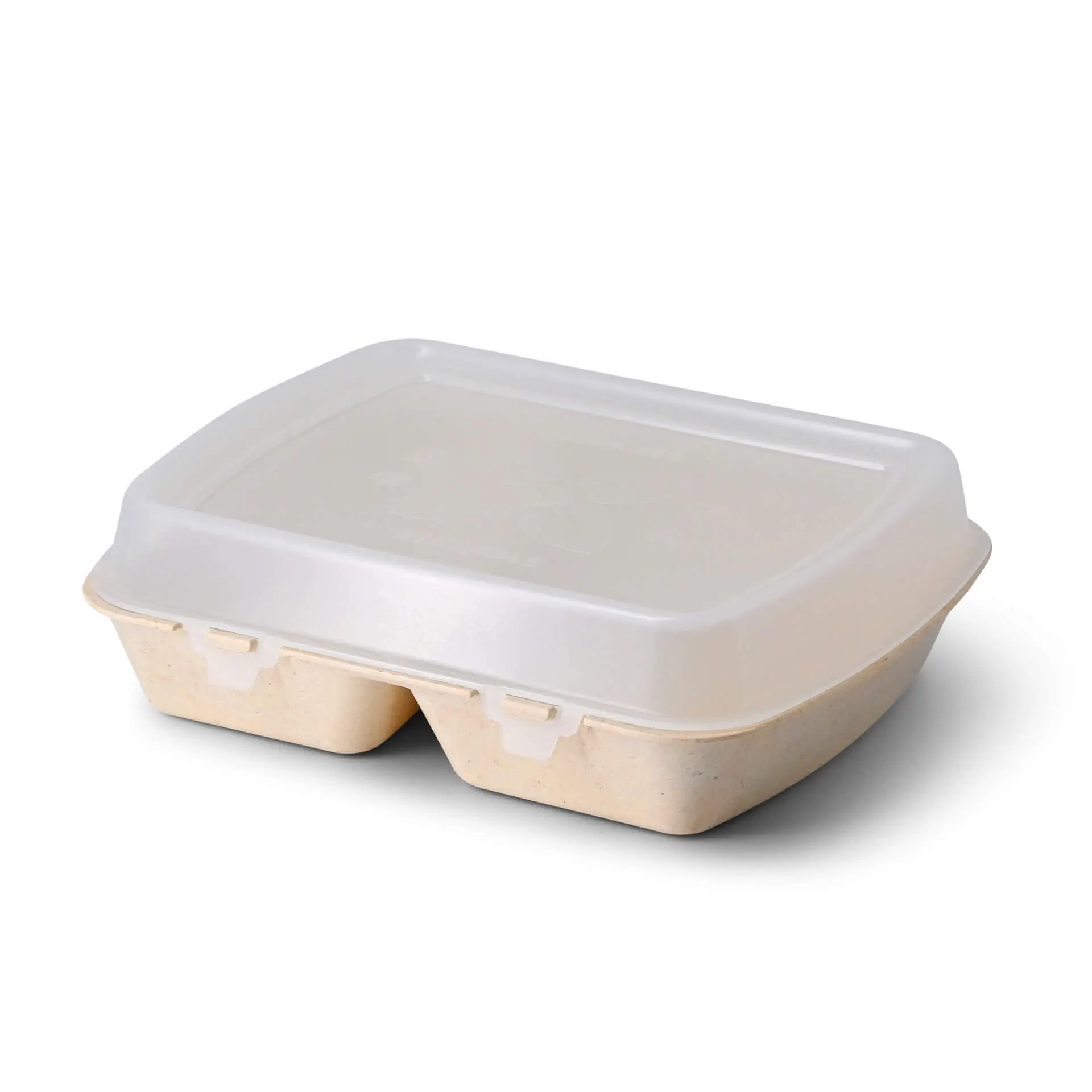 Herbruikbare menu-container "merways Box" 24,5 x 20 x 4,5 cm, 2 kamers, HP4/2, cashew / crème-wit