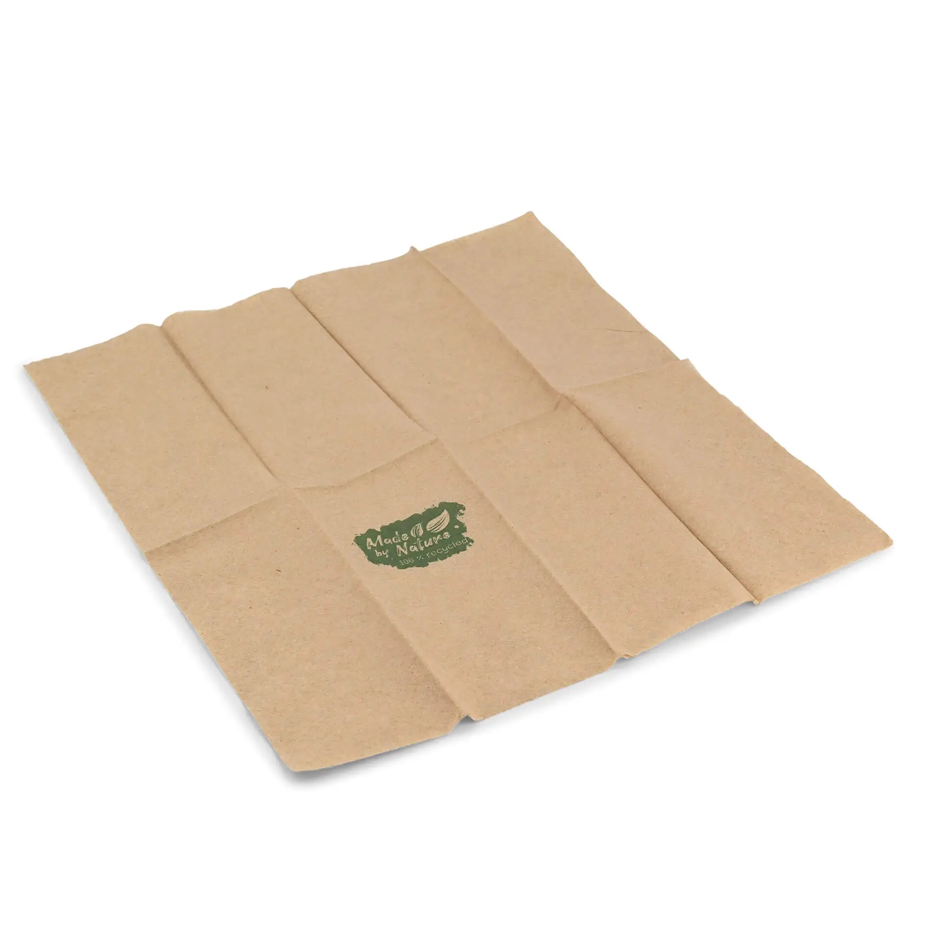 Servetten van gerecycled papier 32,5 x 32,5 cm, 2-laags, 1/8 vouw, ongebleekt, "Made by Nature"