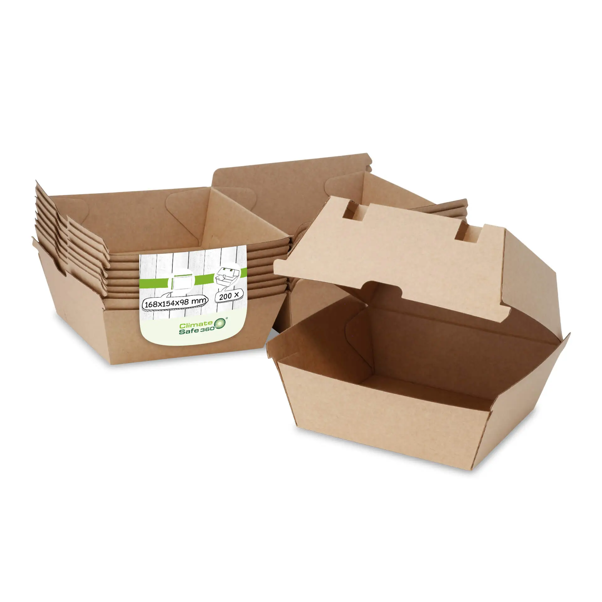 Bruine takeaway box, 16,8 x 15,8 x 9,8 cm, vierkant