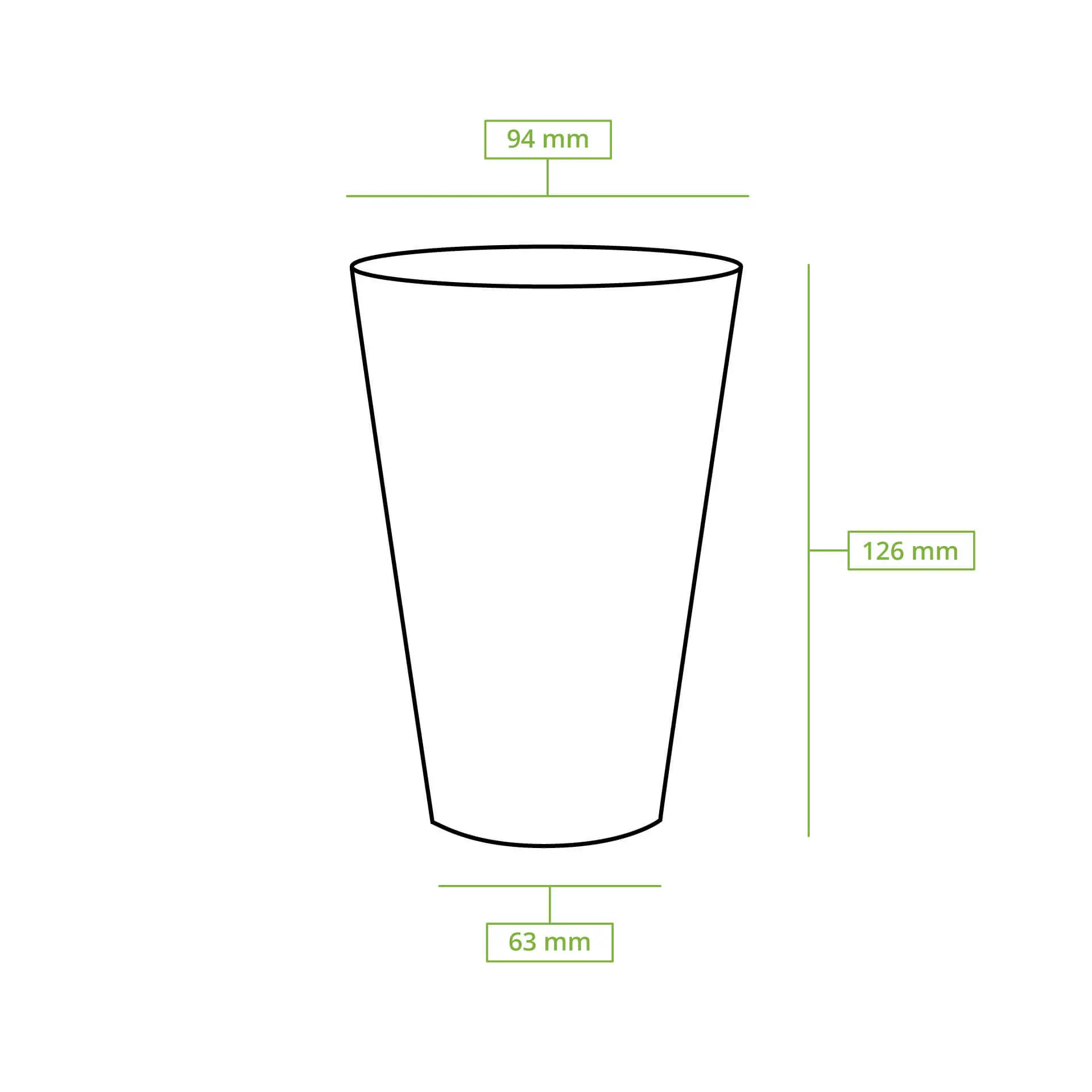 PLA transparante beker 400 ml / 16 oz, Ø 95 mm