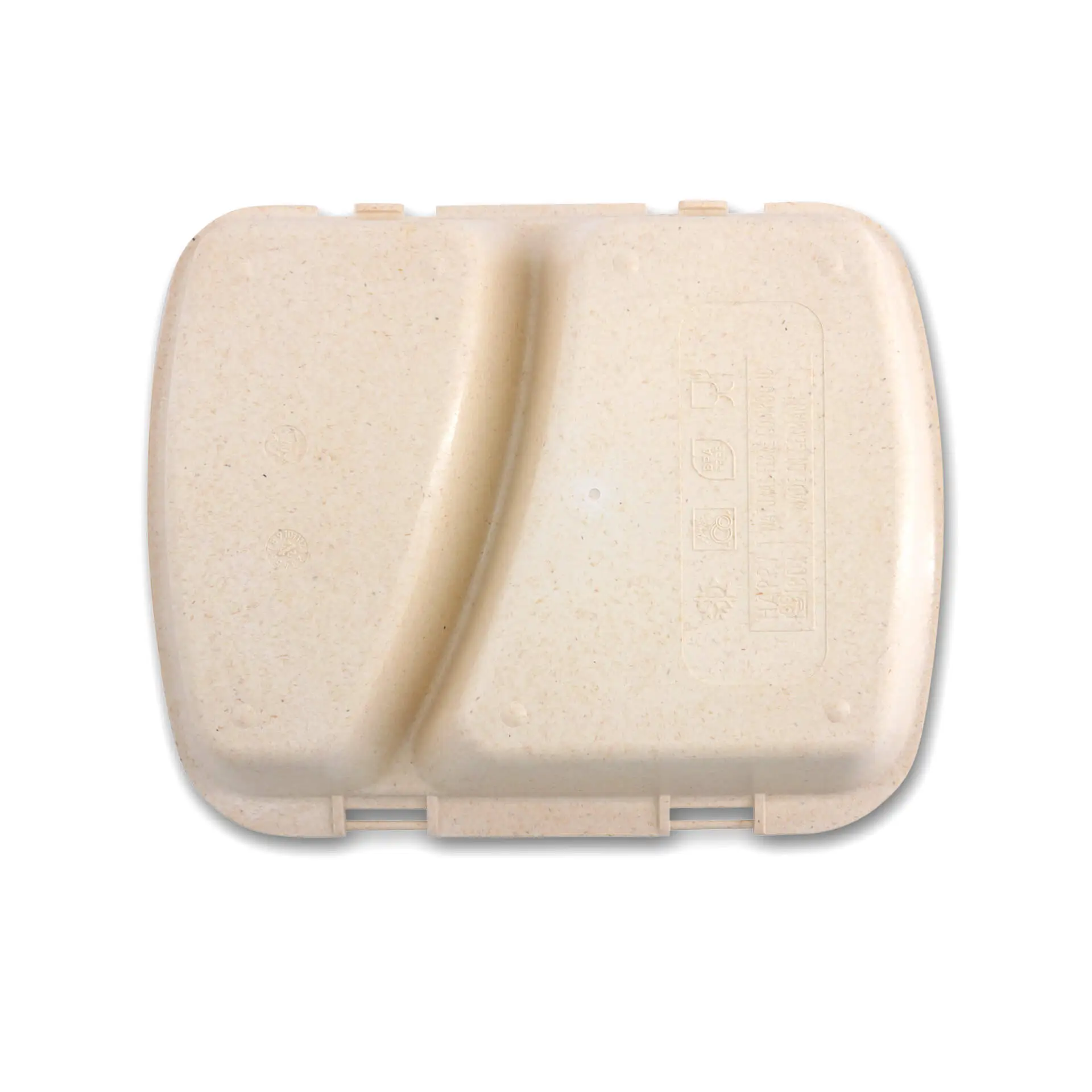 Herbruikbare menu-container "merways Box" 24,5 x 20 x 4,5 cm, 2 kamers, HP4/2, cashew / crème-wit