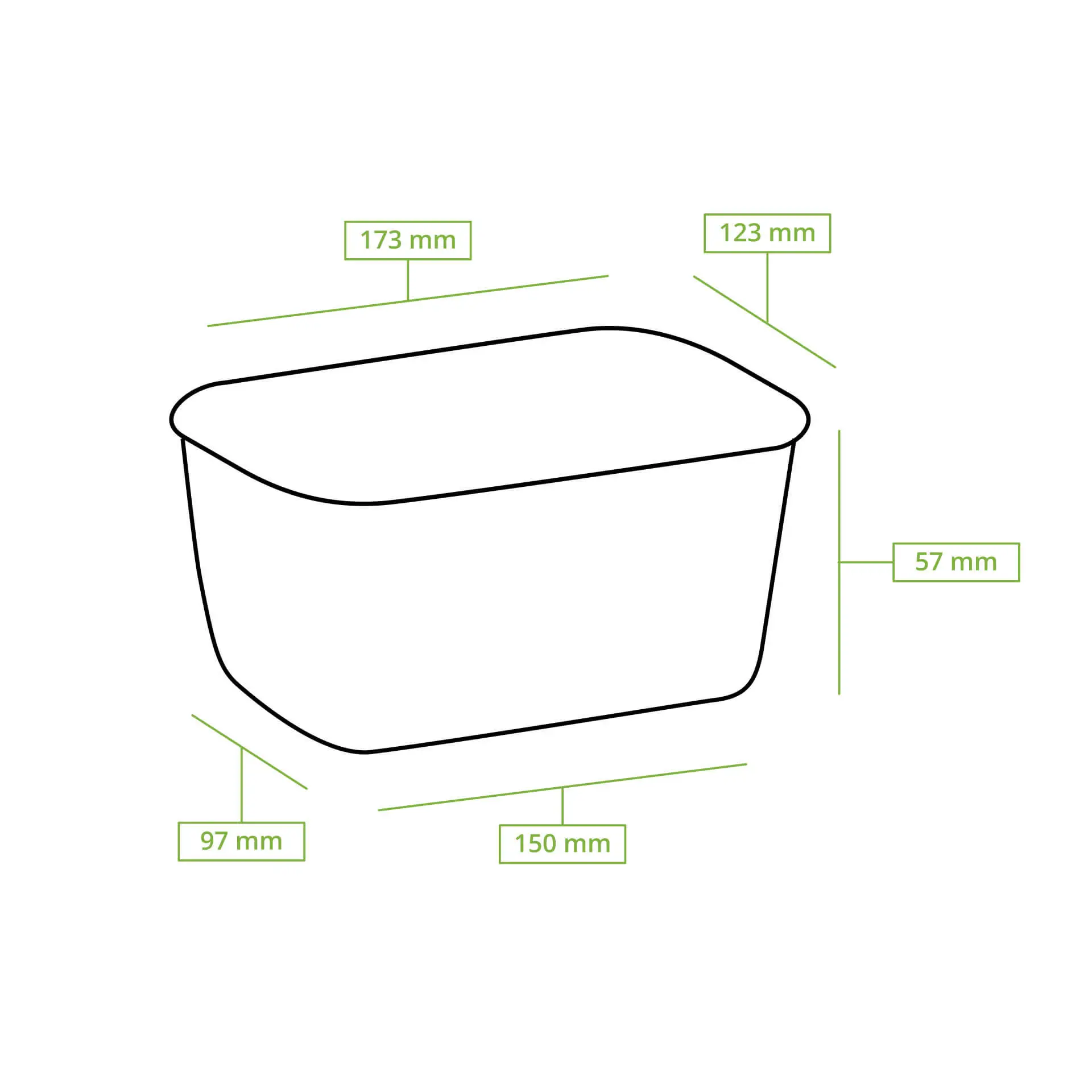 Kartonnen bakjes 750 ml, 17,5 x 12,5 x 5,5 cm, kraft, rechthoekig