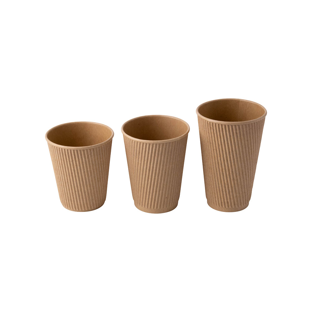 Riffelbecher / Kaffee to go Becher 100 ml / 4 oz, Ø 62 mm, braun