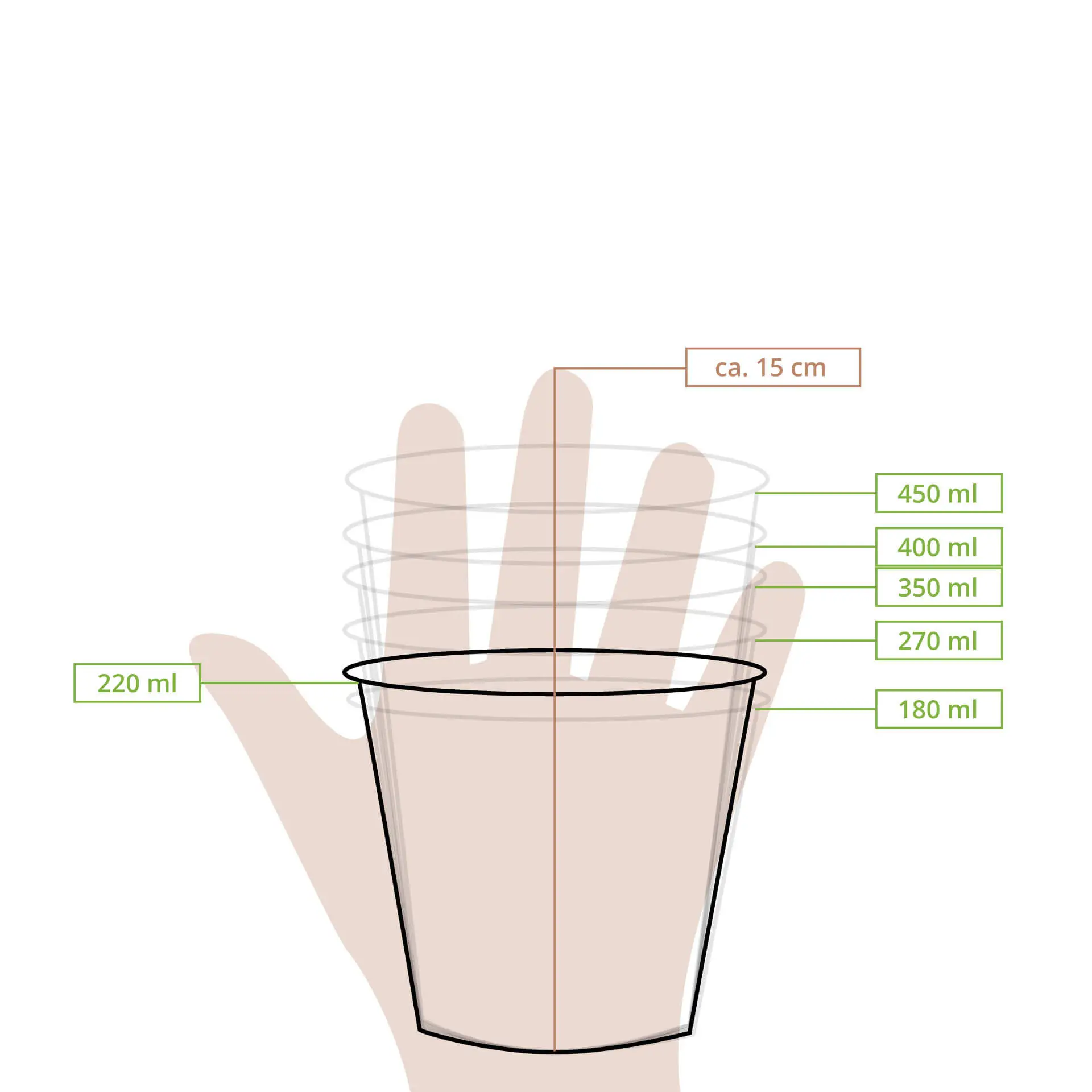 Kartonnen ijsbekers S, 150 ml, 6 oz / 220 ml, 7,5 oz, Ø 92 mm, bruin