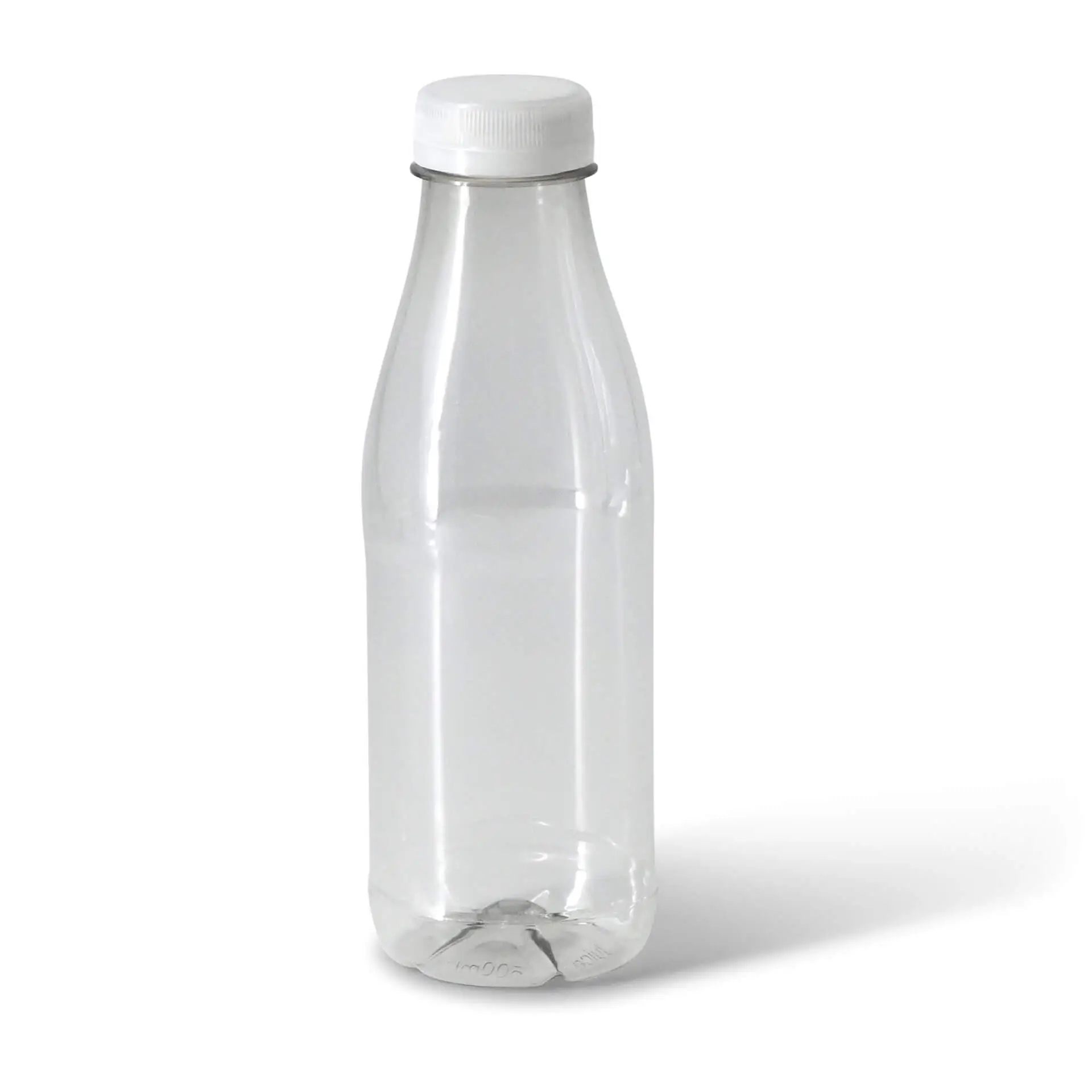 rPET flessen 500 ml / 17,5 oz, helder, deksel wit