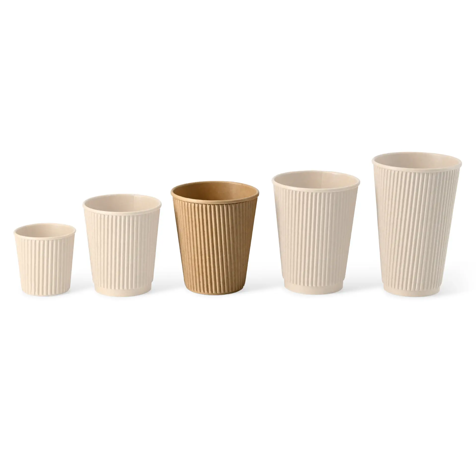 Ribbelbeker / Koffiebeker to go 250 ml / 10 oz, Ø 90 mm, kraft