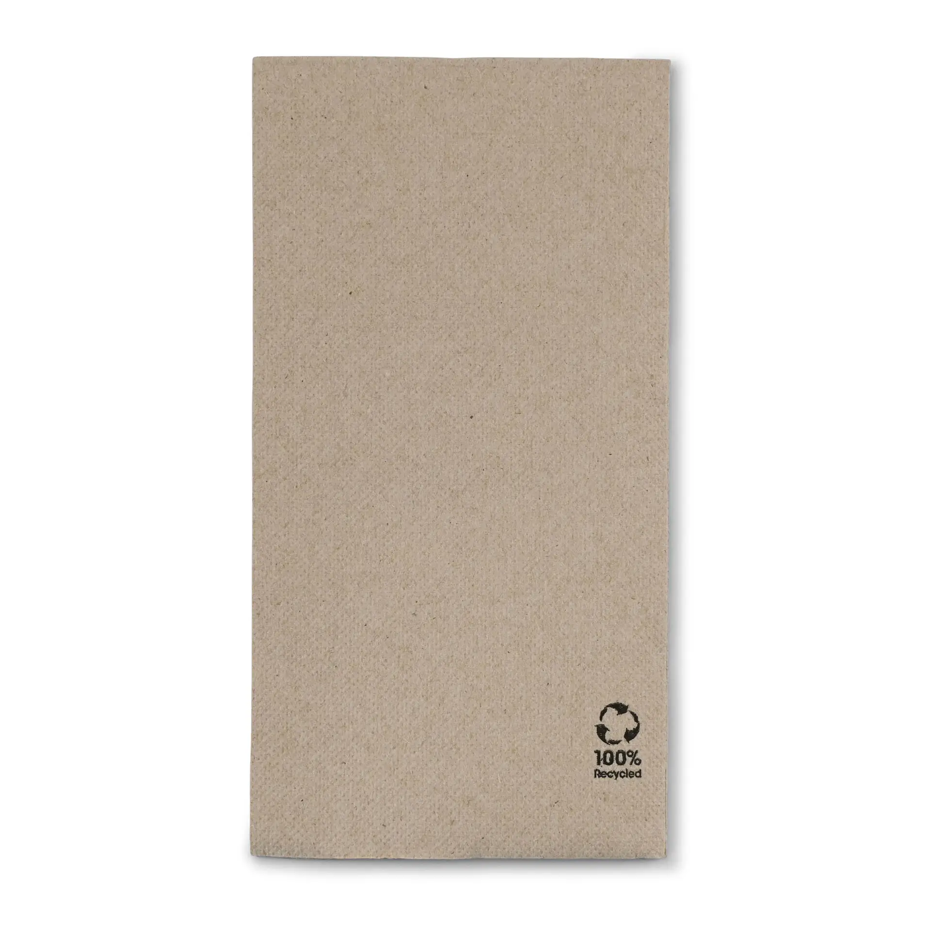 Servetten van gerecycled papier (Premium) 40 x 40 cm, 2-laags, 1/8 vouw, ongebleekt