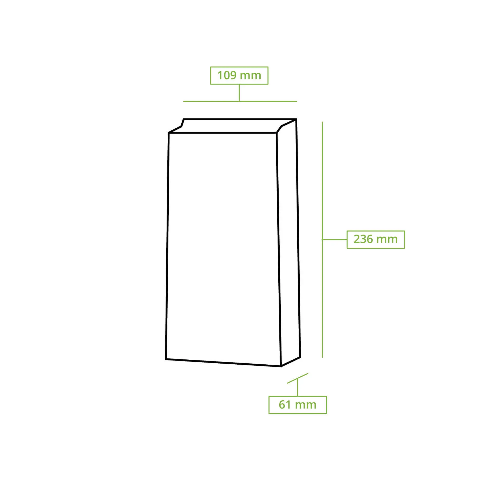 Bruine blokzakken M, ongecoat, 11 x 6 x 23,5 cm,  met venster