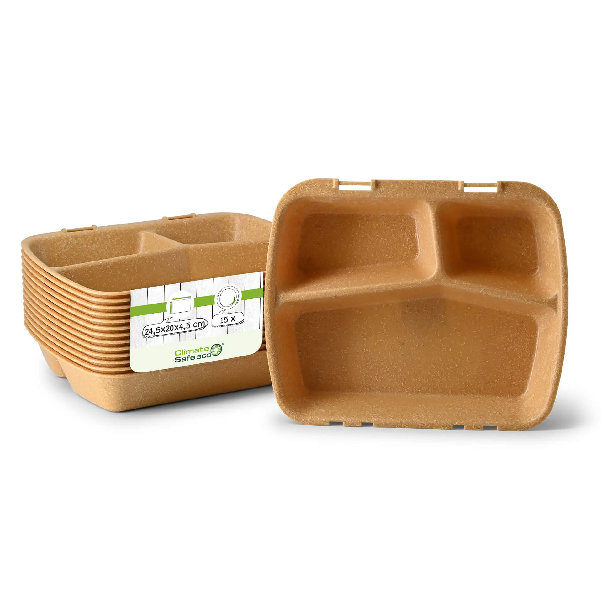 Herbruikbare menubakjes "merways Box", karamel/bruin, 24,5 x 20 x 4,5 cm, 3 vakken, HP4/3