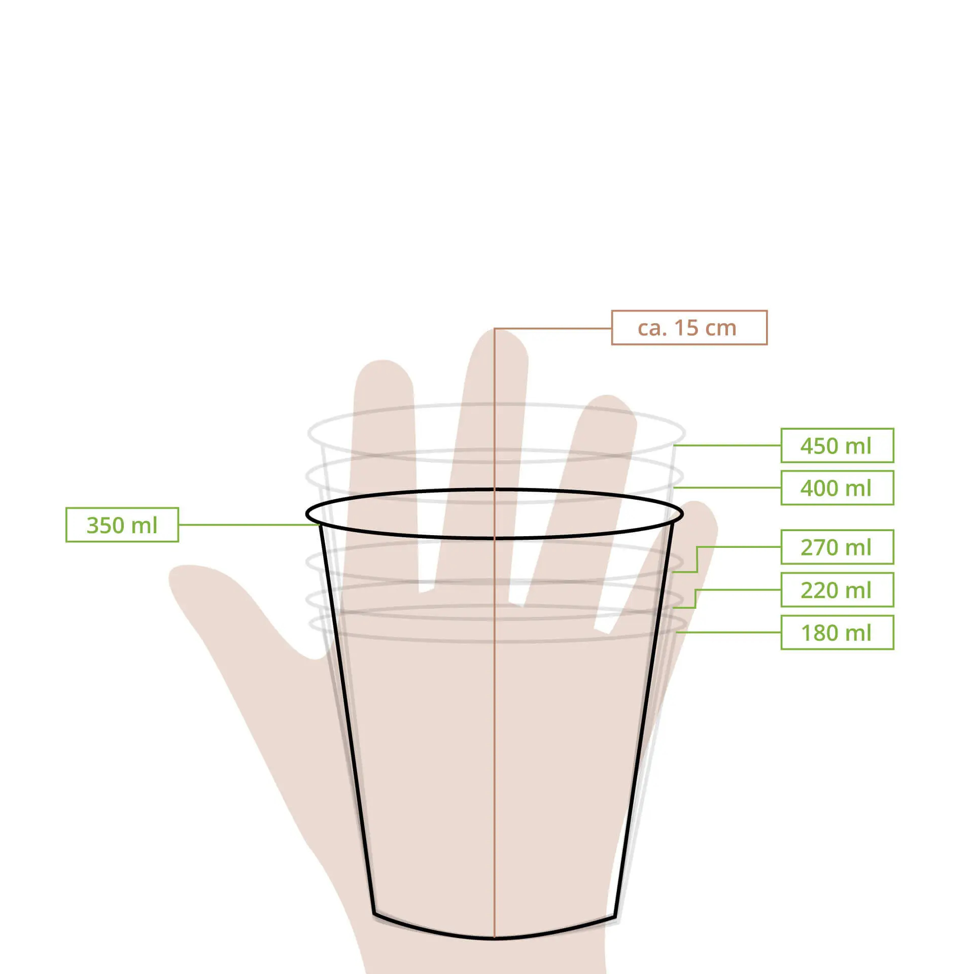 Kartonnen ijsbekers L, 250 ml, 10 oz / max. 350 ml, 12 oz, Ø 92 mm, bruin