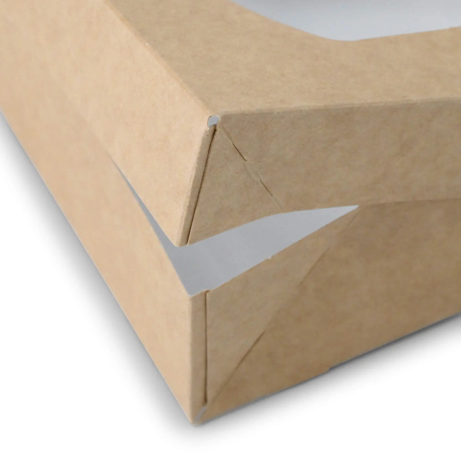 Kartonnen vensterdozen 12 x 12 x 4 cm, 600 ml, cellulose-venster, buiten kraft, binnen wit, opvouwbaar