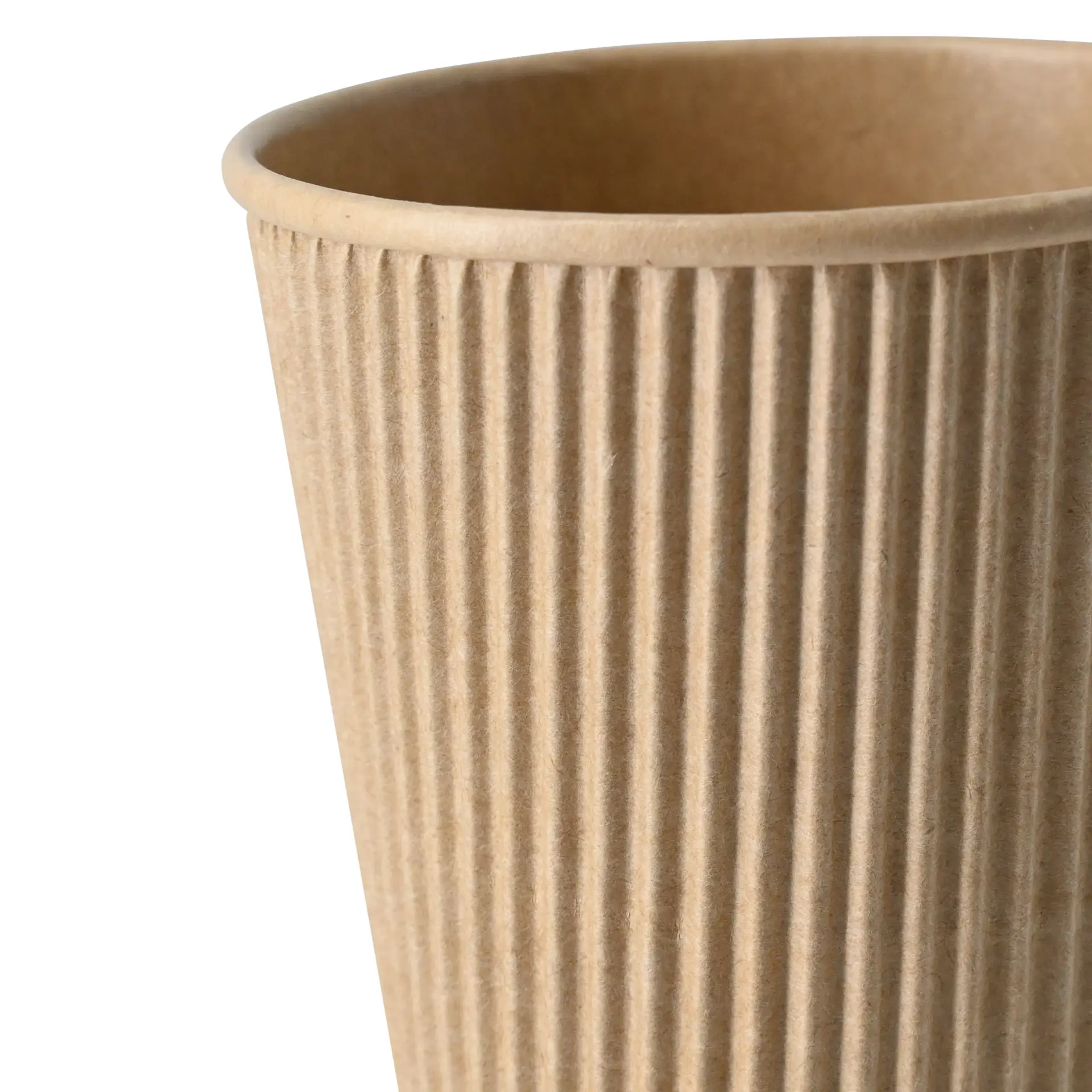 Ribbelbeker / Koffiebeker to go 400 ml / 16 oz, Ø 90 mm, kraft