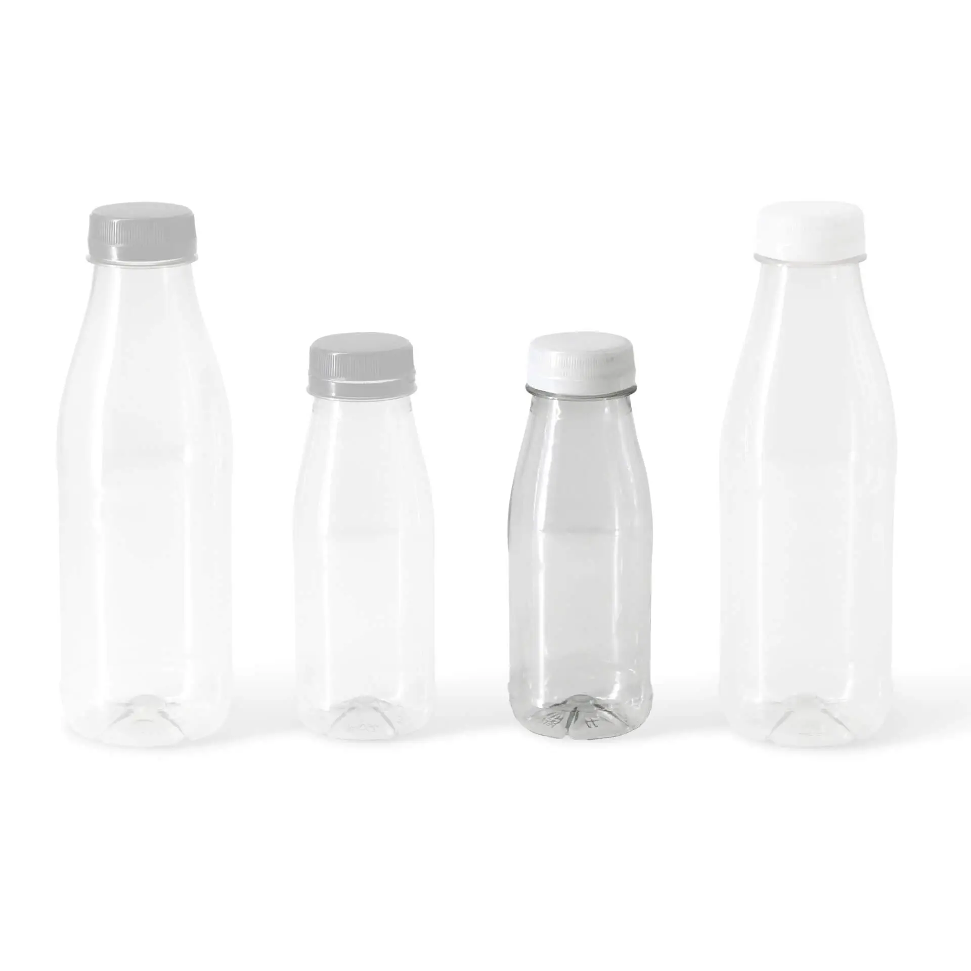 rPET flessen 250 ml / 9 oz, helder, deksel wit