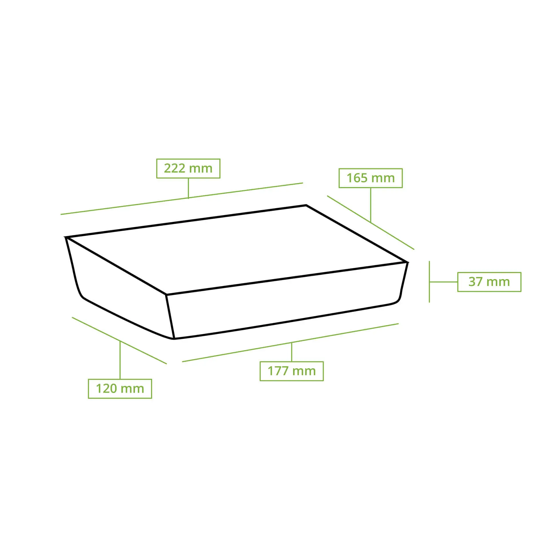 Bruine kartonnen bakjes, 750 ml, 21,5 x 16,5 x 4 cm